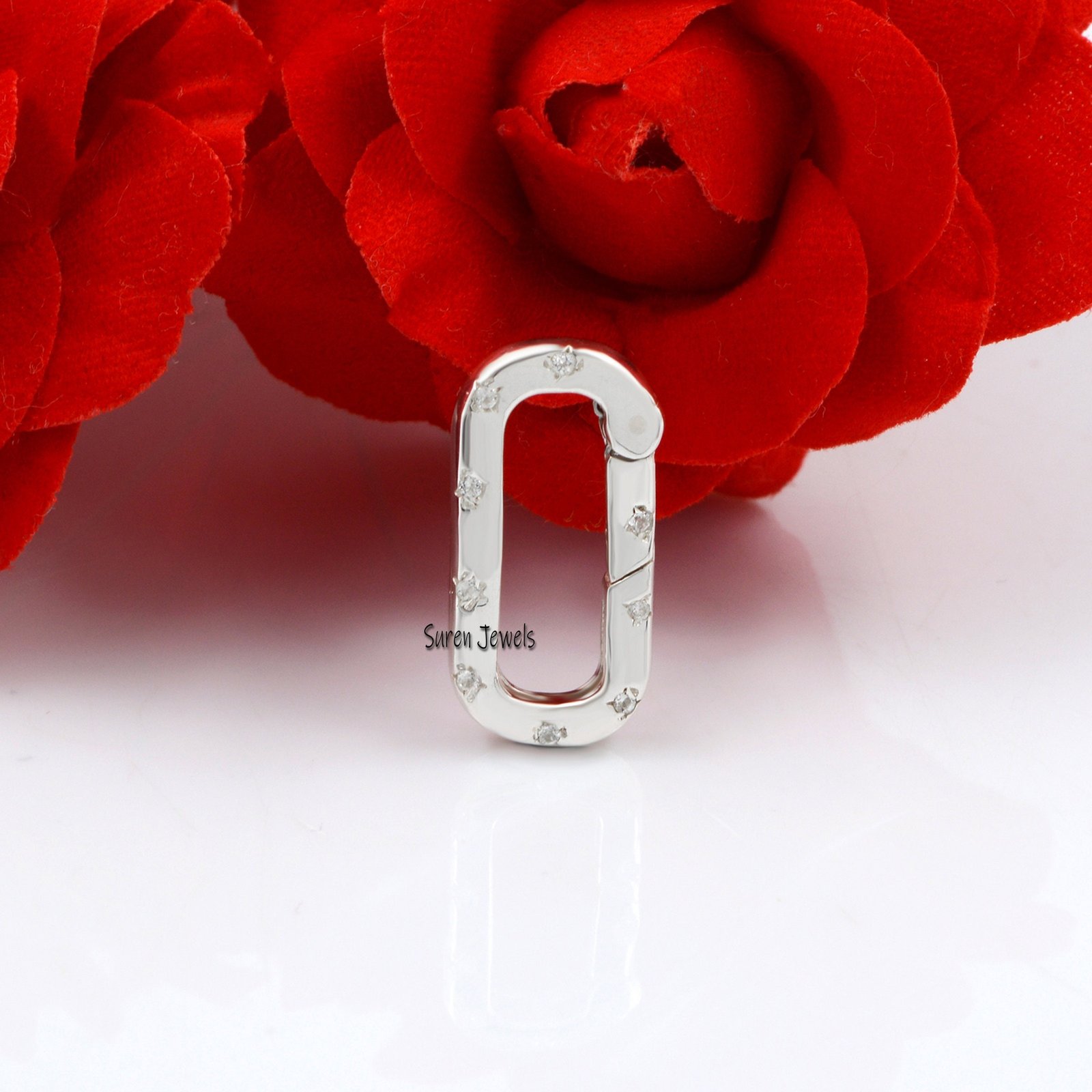 14k Solid Gold Diamond Enhancer: Pave Diamond Charm Holder Lock - View 6 - Suren Jewels | SKU: SJP807- 14k Solid Gold Diamond Enhancer: Pave Diamond Charm Holder Lock - View 6 - Suren Jewels | SKU: SJP807-