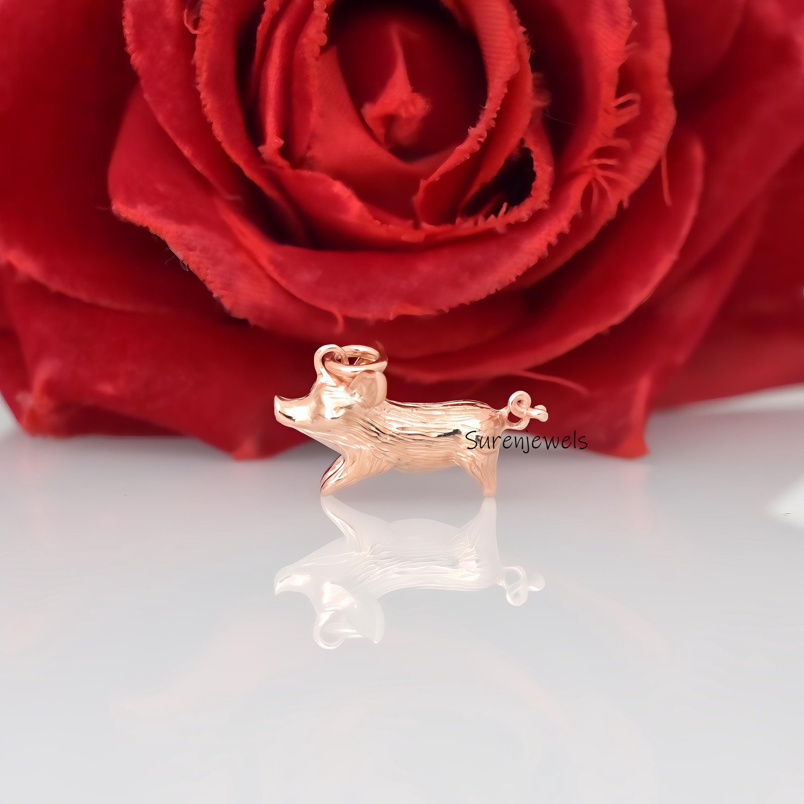 14k Solid Gold Flying Pig Pendant: Animal Jewelry - View 4 - Suren Jewels | SKU: SJP4316-SLYG-20M,SJP4286-SLYGBS-20M 14k Solid Gold Flying Pig Pendant: Animal Jewelry - View 4 - Suren Jewels | SKU: SJP4316-SLYG-20M,SJP4286-SLYGBS-20M