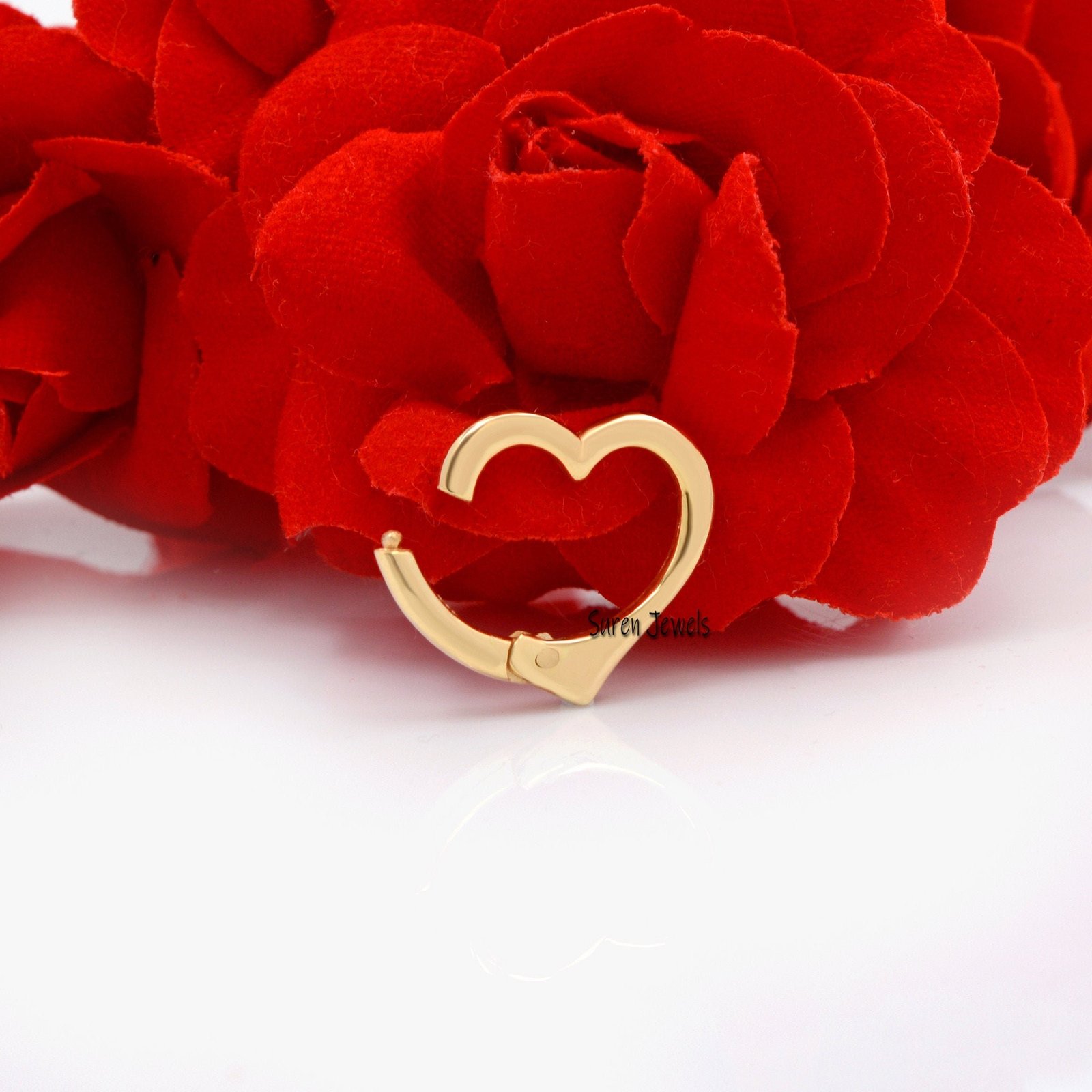 14K Solid Gold Heart Charm Holder: Removable Enhancer Lock, 16mm - Suren Jewels | SKU: SJP645 14K Solid Gold Heart Charm Holder: Removable Enhancer Lock, 16mm - Suren Jewels | SKU: SJP645
