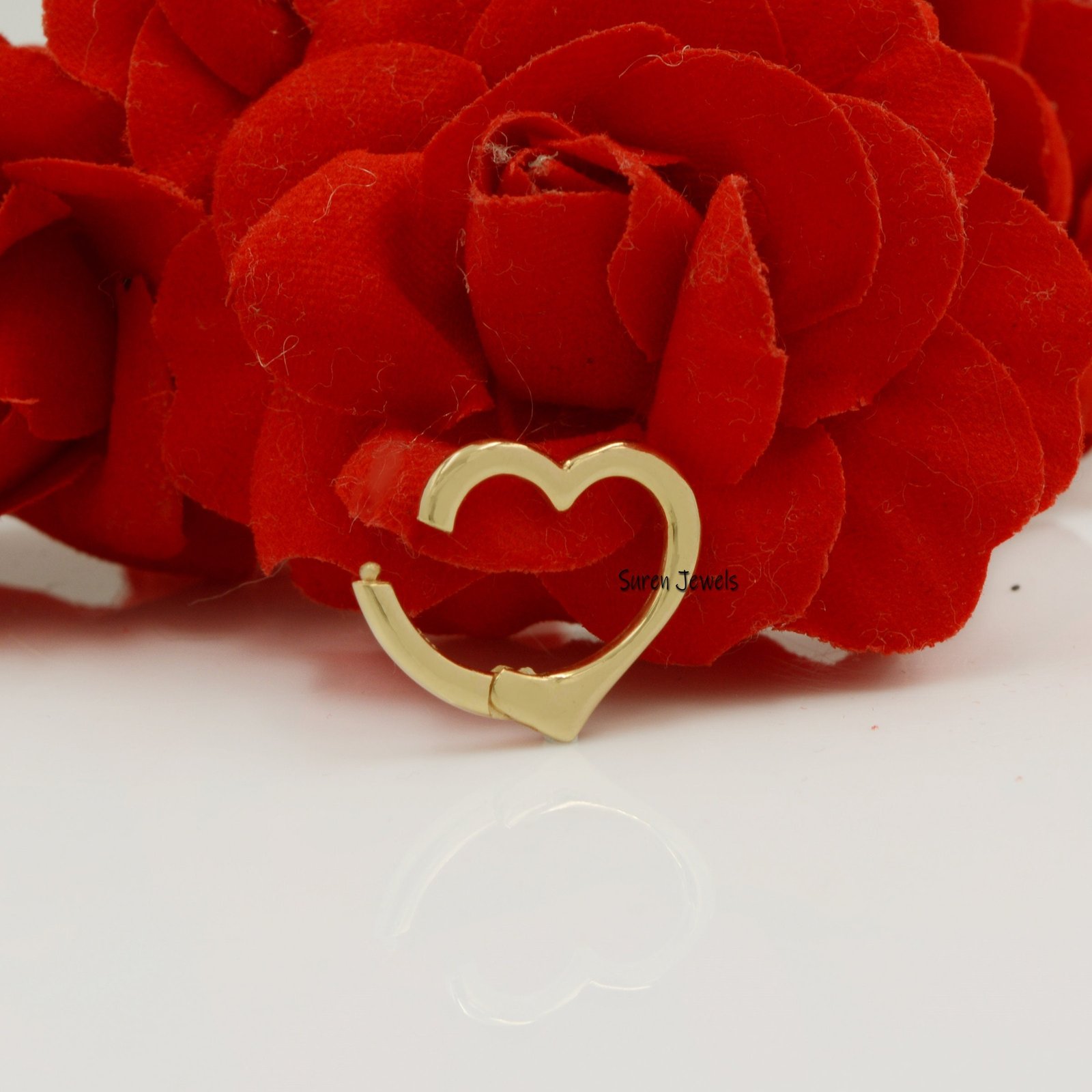 14K Solid Gold Heart Charm Holder: Removable Enhancer Lock, 16mm - View 3 - Suren Jewels | SKU: SJP645 14K Solid Gold Heart Charm Holder: Removable Enhancer Lock, 16mm - View 3 - Suren Jewels | SKU: SJP645