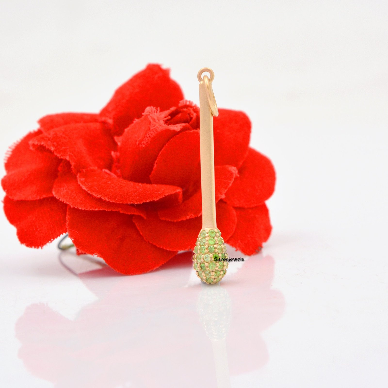 14k Solid Gold Match Stick Pendant: Lucky Charm Gemstone - Suren Jewels | SKU: SJP857-14KYGEM 14k Solid Gold Match Stick Pendant: Lucky Charm Gemstone - Suren Jewels | SKU: SJP857-14KYGEM