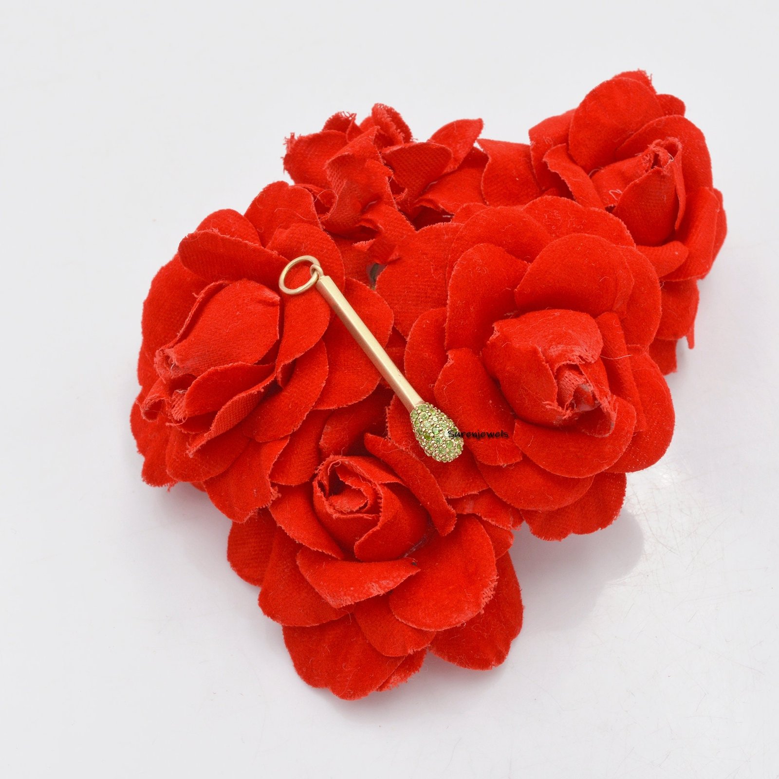 14k Solid Gold Match Stick Pendant: Lucky Charm Gemstone - View 4 - Suren Jewels | SKU: SJP857-14KYGEM 14k Solid Gold Match Stick Pendant: Lucky Charm Gemstone - View 4 - Suren Jewels | SKU: SJP857-14KYGEM