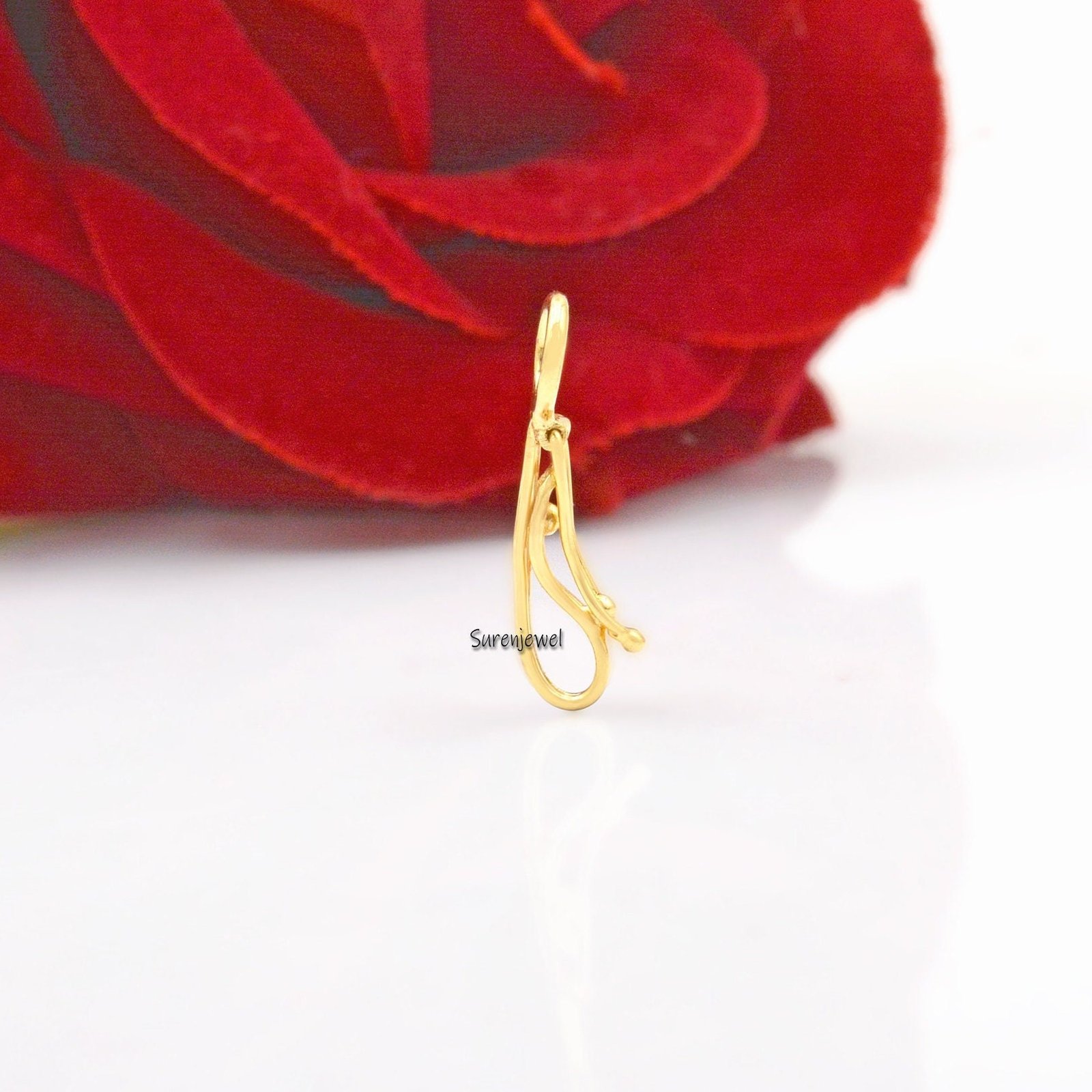 14k Solid Gold Multi Charm Pendant Enhancer: Carabiner Lock Connector - View 6 - Suren Jewels | SKU: SJF213-SLYG 14k Solid Gold Multi Charm Pendant Enhancer: Carabiner Lock Connector - View 6 - Suren Jewels | SKU: SJF213-SLYG