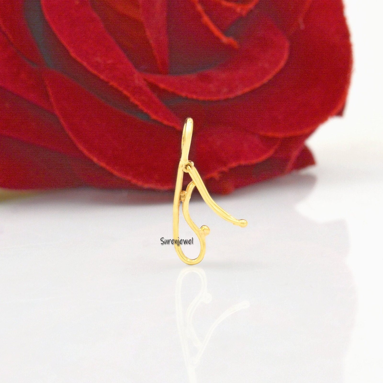 14k Solid Gold Multi Charm Pendant Enhancer: Carabiner Lock Connector - View 7 - Suren Jewels | SKU: SJF213-SLYG 14k Solid Gold Multi Charm Pendant Enhancer: Carabiner Lock Connector - View 7 - Suren Jewels | SKU: SJF213-SLYG