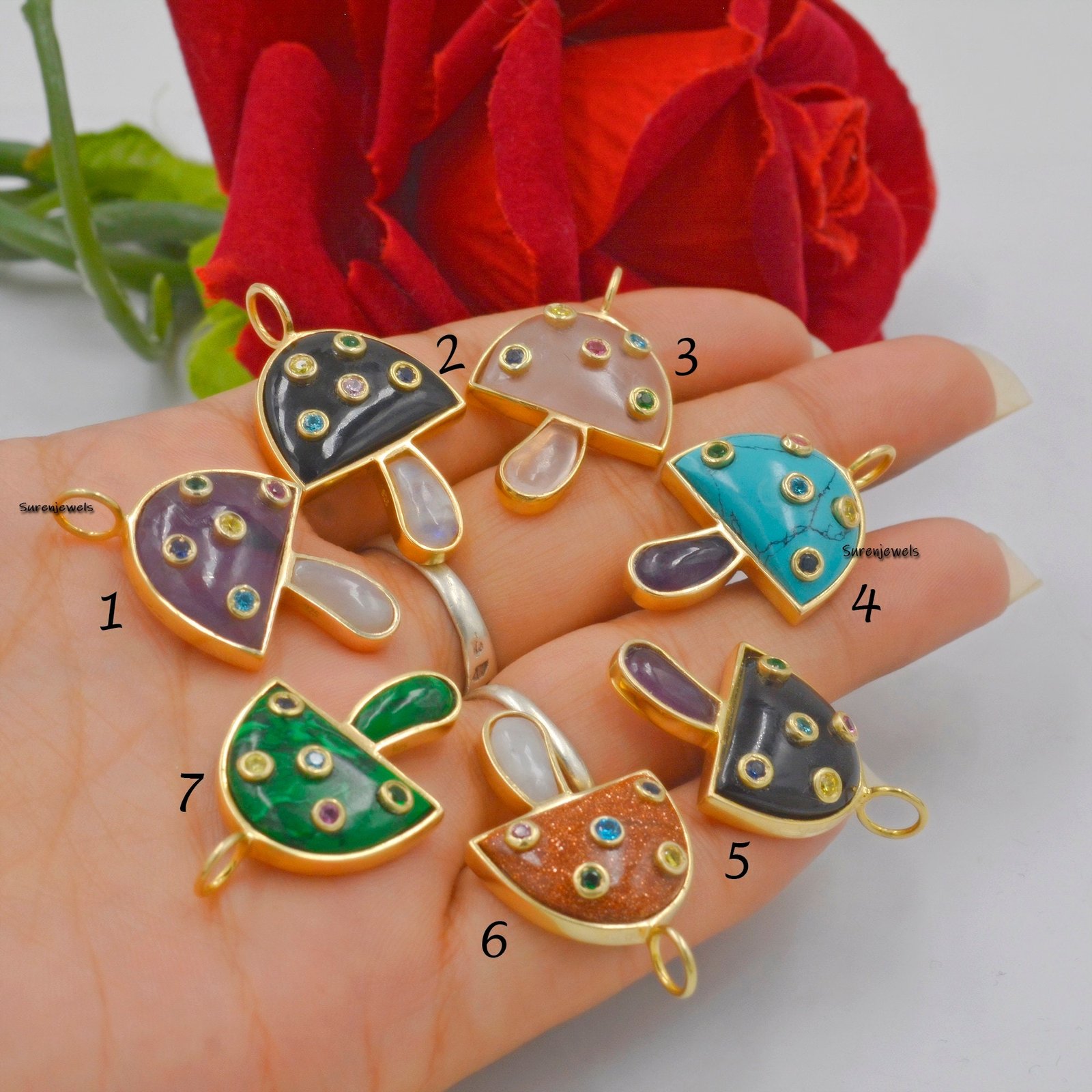 14k Solid Gold Mushroom Pendant, Pave Set Mushroom Pendant, Magic Mushroom Pendant, Gemstone Mushroom Pendant, Whoesale Mushr 14k Solid Gold Mushroom Pendant, Pave Set Mushroom Pendant, Magic Mushroom Pendant, Gemstone Mushroom Pendant, Whoesale Mushr