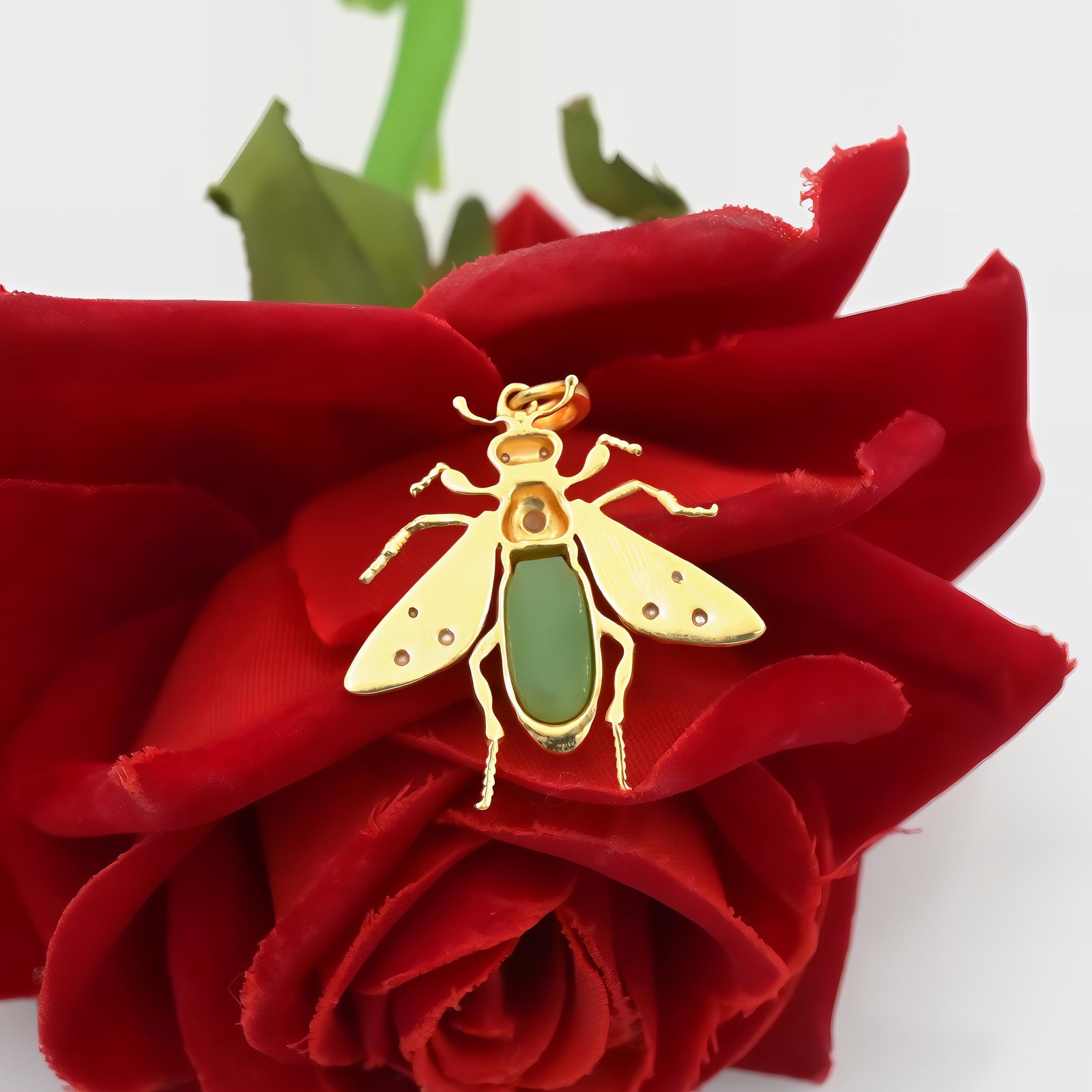 14k Solid Gold Opal Bee Pendant: Gemstone Honey Bee Charm - View 5 - Suren Jewels | SKU: SJP3864-SLYGGOP-25M,SJP4355-SLYGRCRP 14k Solid Gold Opal Bee Pendant: Gemstone Honey Bee Charm - View 5 - Suren Jewels | SKU: SJP3864-SLYGGOP-25M,SJP4355-SLYGRCRP