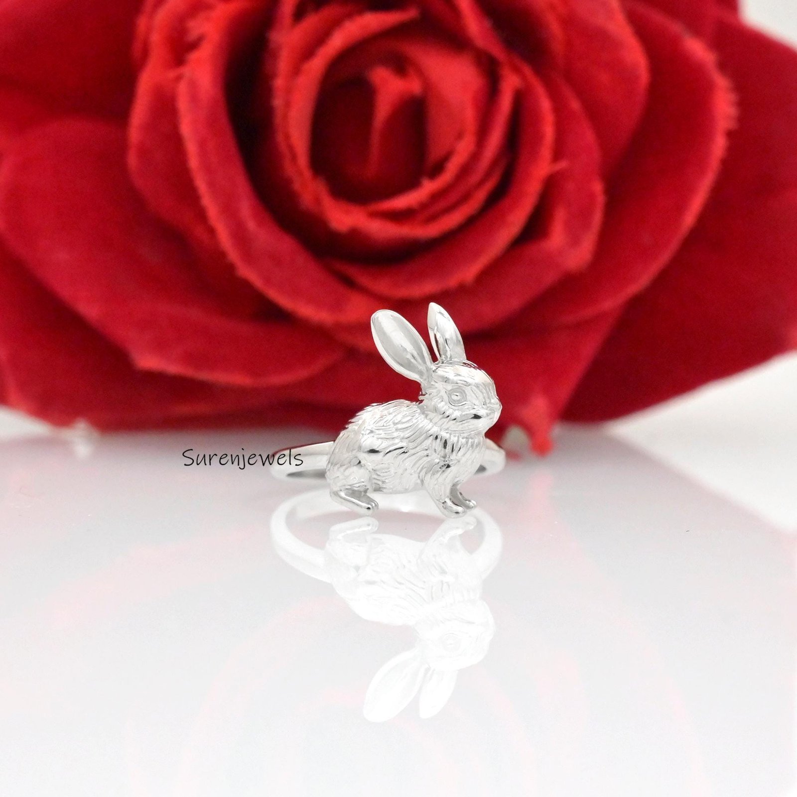 14K Solid Gold Rabbit Ring: Handmade Lucky Bunny Jewelry - View 6 - Suren Jewels | SKU: SJR2881-SLYGBKCZ-US-7,SJR2882-SLRH-US 14K Solid Gold Rabbit Ring: Handmade Lucky Bunny Jewelry - View 6 - Suren Jewels | SKU: SJR2881-SLYGBKCZ-US-7,SJR2882-SLRH-US
