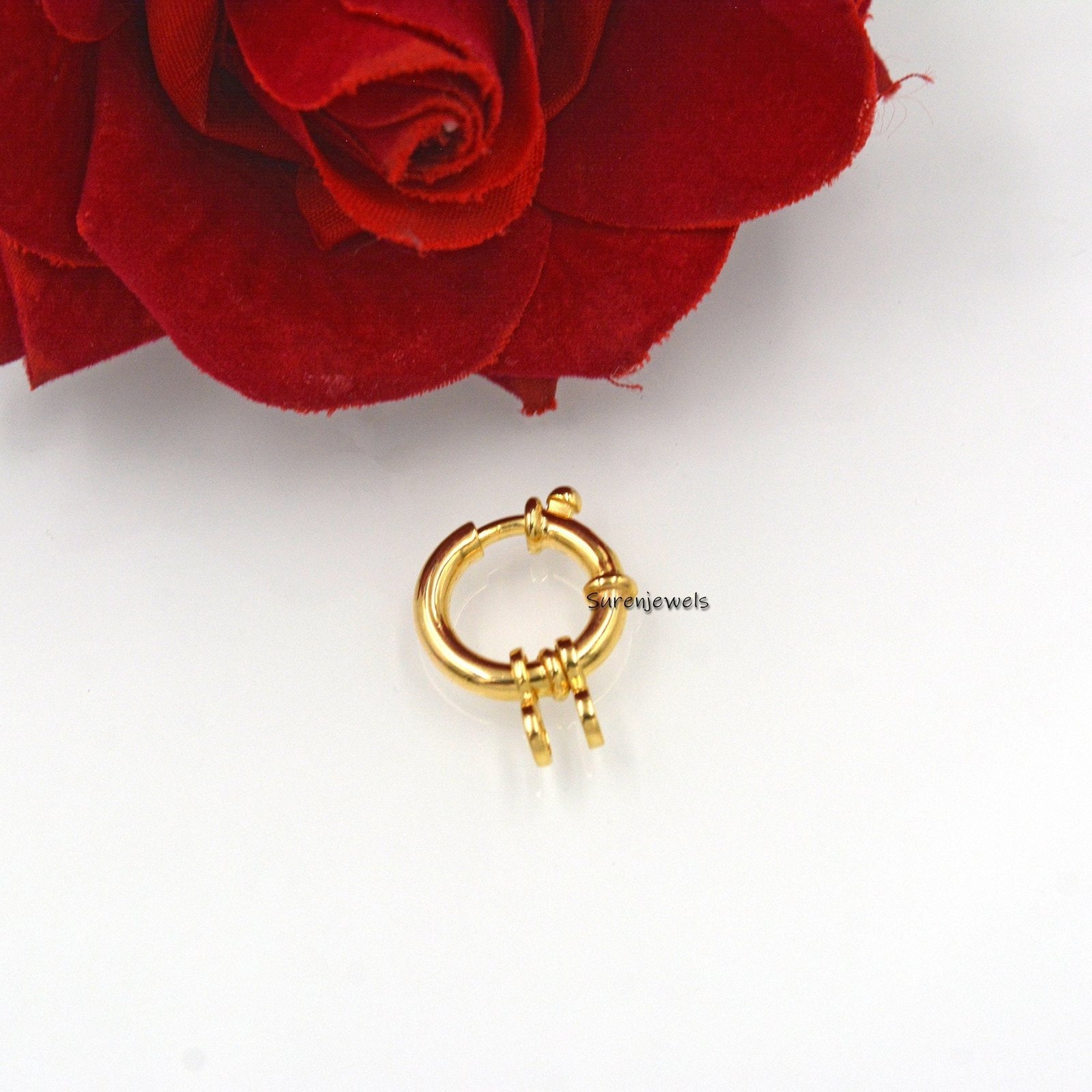 14k Solid Gold Spring Ring Clasp - Italian Designer Sailor's Bolt (18MM) - Suren Jewels | SKU: SJF137-SLNS-12M 14k Solid Gold Spring Ring Clasp - Italian Designer Sailor's Bolt (18MM) - Suren Jewels | SKU: SJF137-SLNS-12M