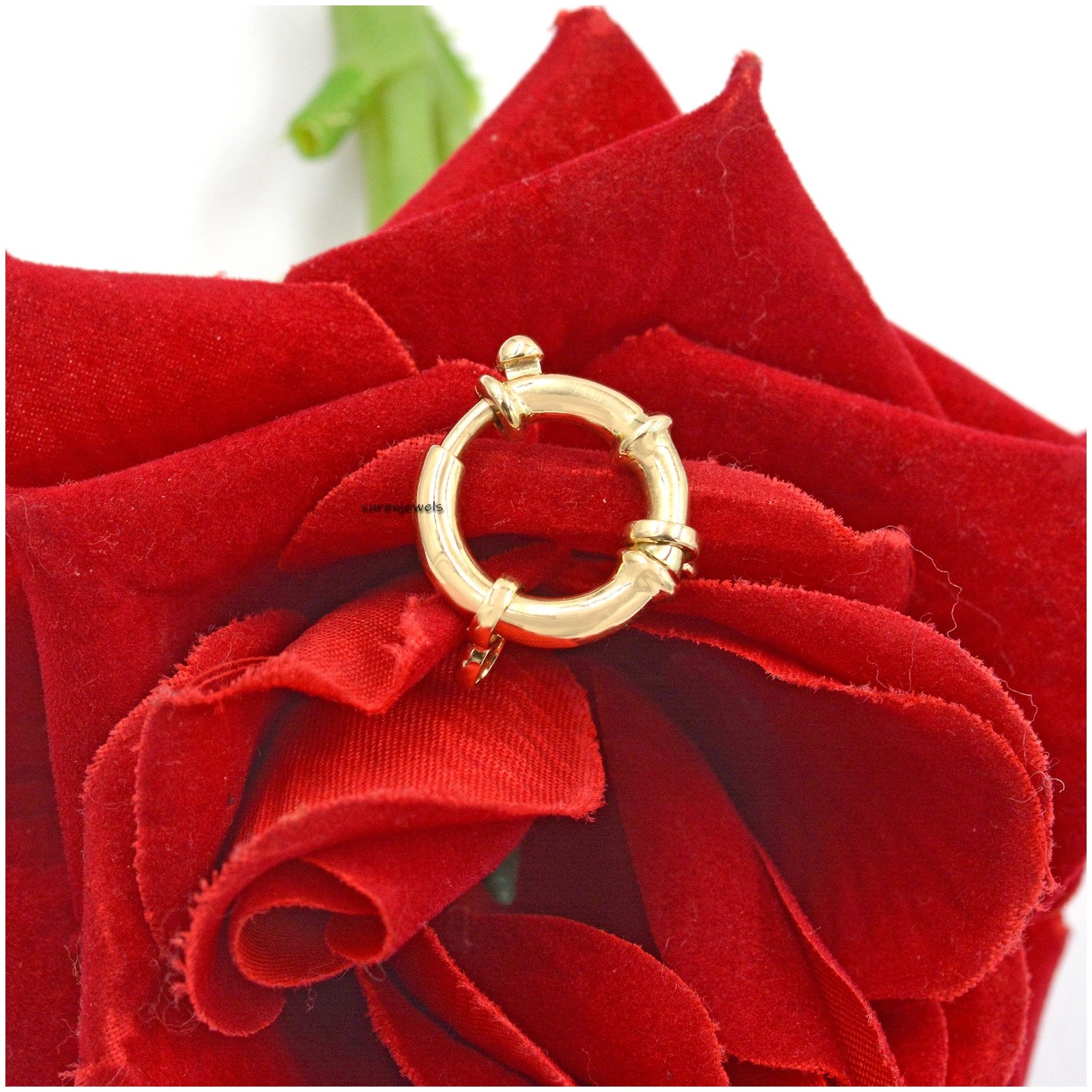 14k Solid Gold Spring Ring Clasp - Italian Designer Sailor's Bolt (18MM) - View 5 - Suren Jewels | SKU: SJF137-SLNS-12M 14k Solid Gold Spring Ring Clasp - Italian Designer Sailor's Bolt (18MM) - View 5 - Suren Jewels | SKU: SJF137-SLNS-12M