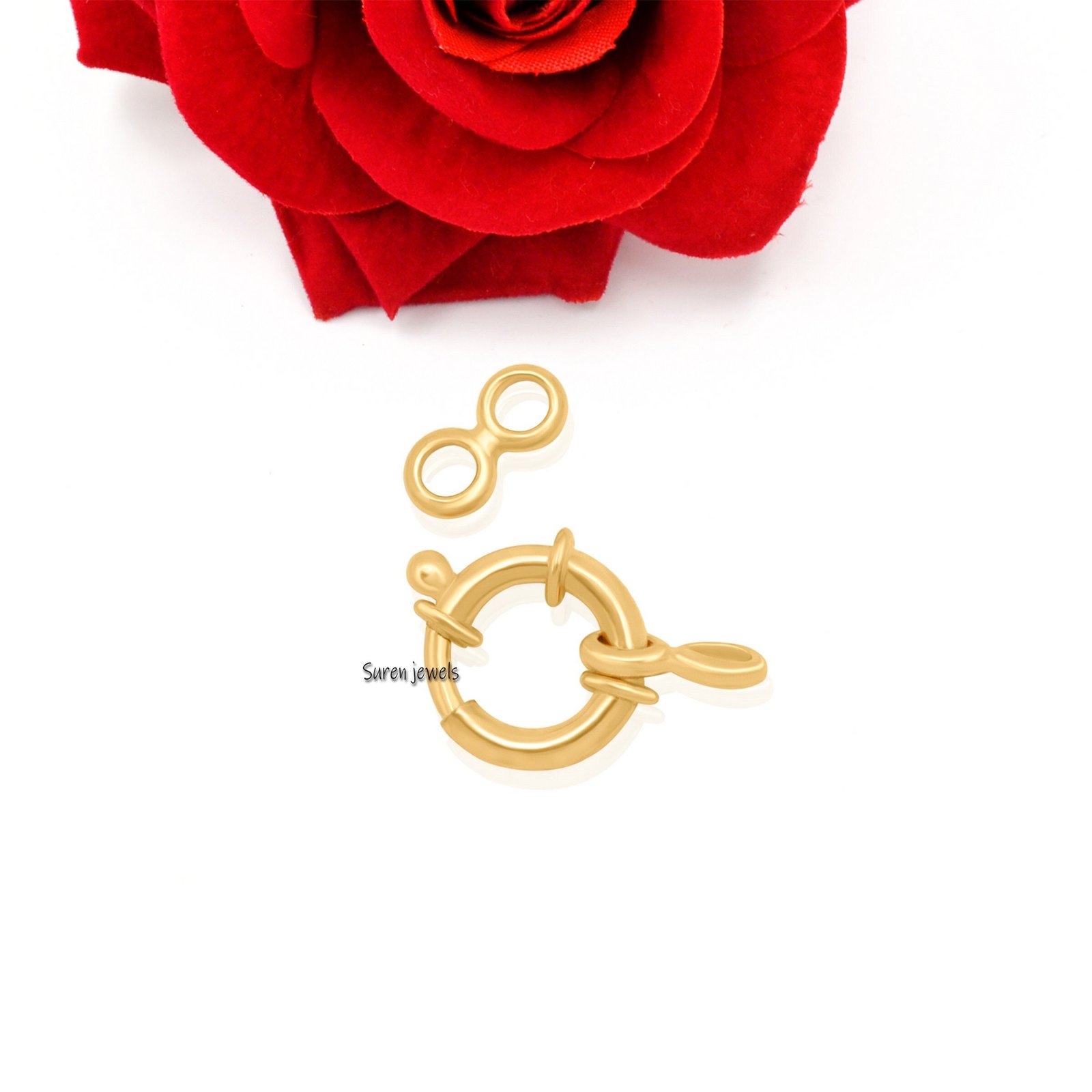 14k Solid Gold Spring Ring Clasp - Italian Designer Sailor's Bolt (18MM) - View 7 - Suren Jewels | SKU: SJF137-SLNS-12M 14k Solid Gold Spring Ring Clasp - Italian Designer Sailor's Bolt (18MM) - View 7 - Suren Jewels | SKU: SJF137-SLNS-12M