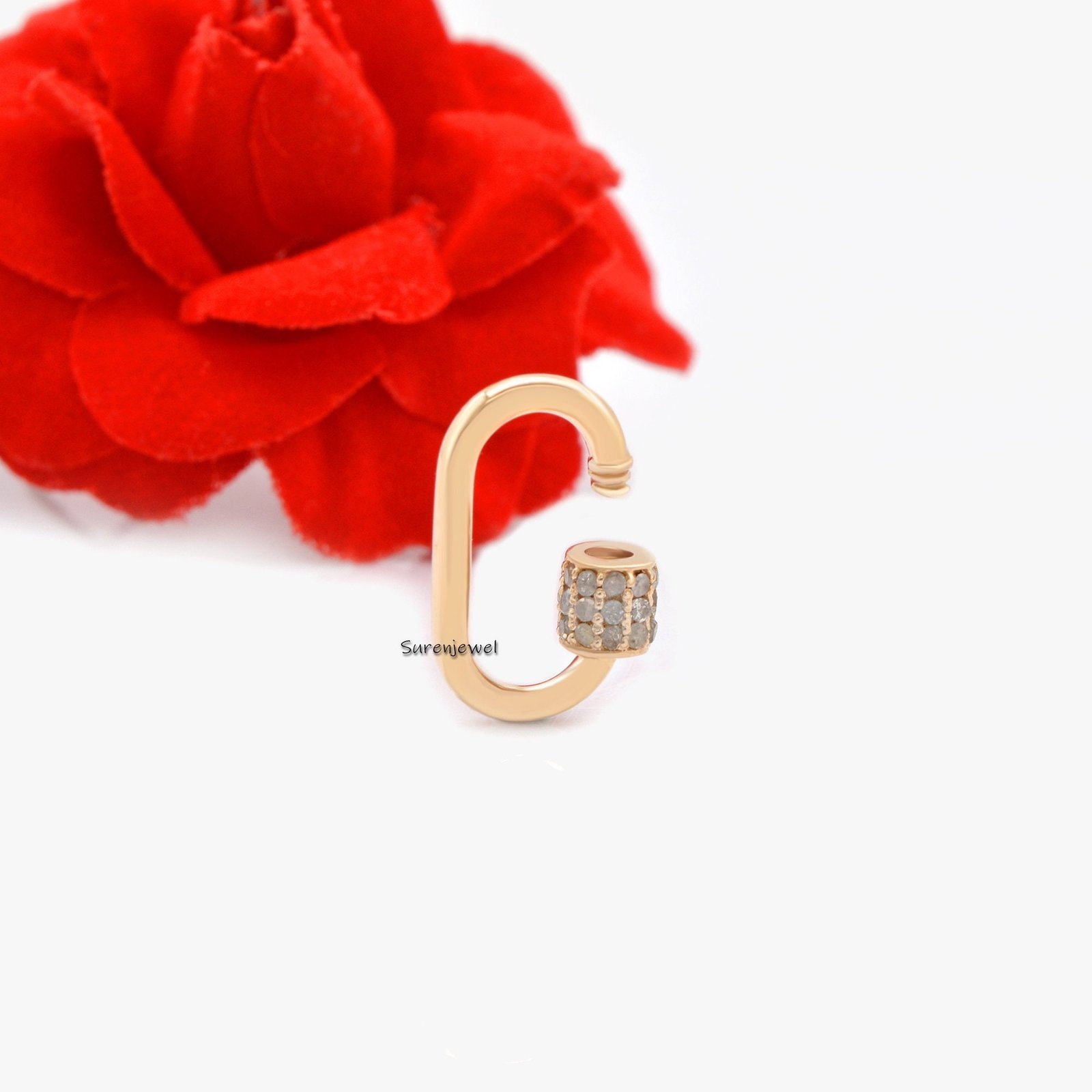 14k Yellow Gold Diamond Carabiner Lock: Necklace Jewelry - Suren Jewels | SKU: SJC05-14KYGDI-20M 14k Yellow Gold Diamond Carabiner Lock: Necklace Jewelry - Suren Jewels | SKU: SJC05-14KYGDI-20M