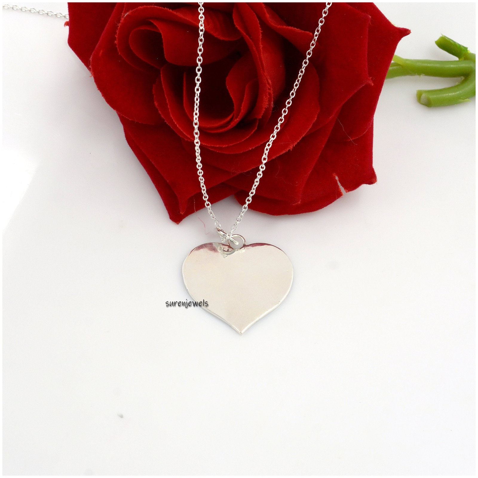 925 Silver Blue Enamel Heart Pendant - Christmas Jewelry - View 3 - Suren Jewels | SKU: SJP506-SLYGELP-N41-18I 925 Silver Blue Enamel Heart Pendant - Christmas Jewelry - View 3 - Suren Jewels | SKU: SJP506-SLYGELP-N41-18I