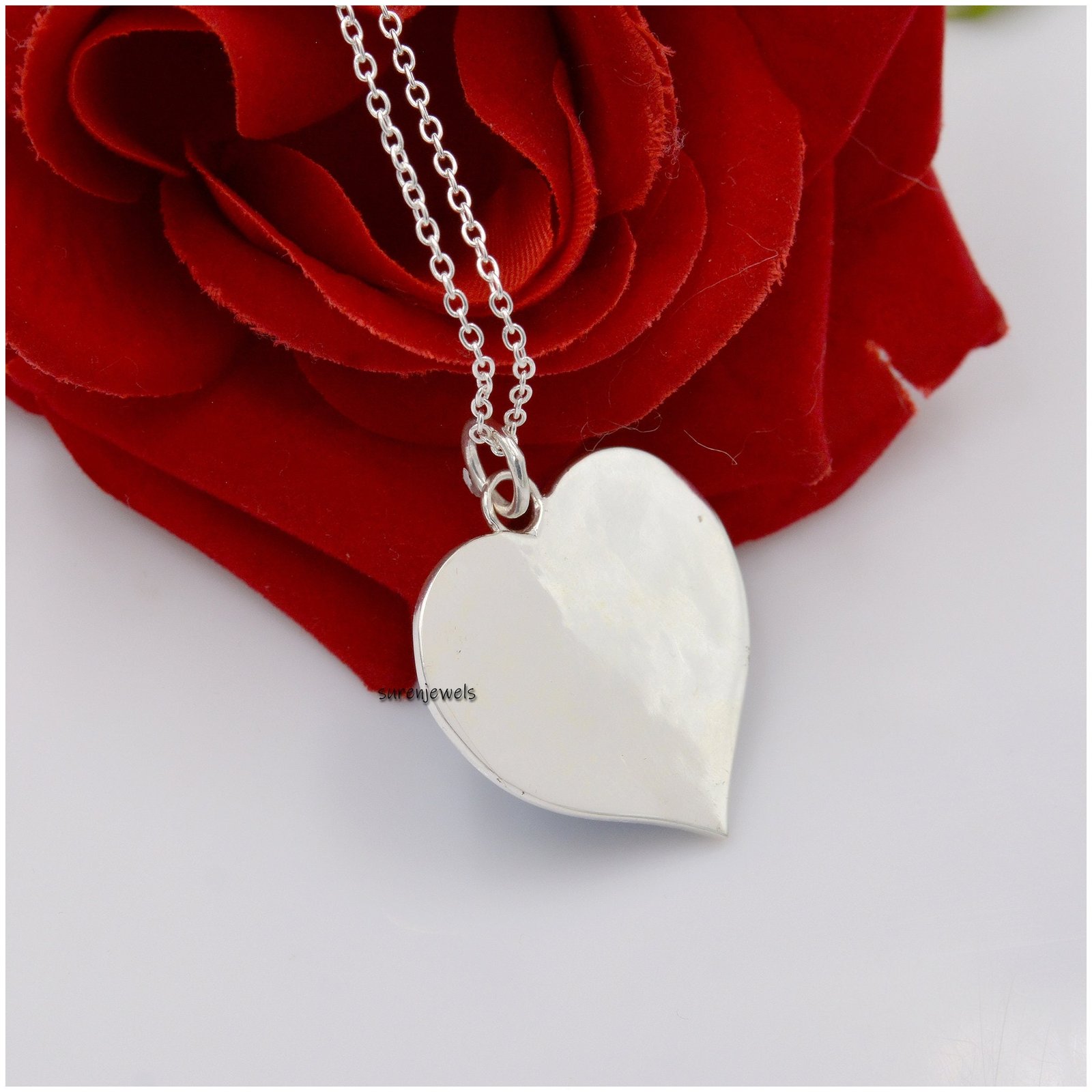 925 Silver Blue Enamel Heart Pendant - Christmas Jewelry - View 4 - Suren Jewels | SKU: SJP506-SLYGELP-N41-18I 925 Silver Blue Enamel Heart Pendant - Christmas Jewelry - View 4 - Suren Jewels | SKU: SJP506-SLYGELP-N41-18I