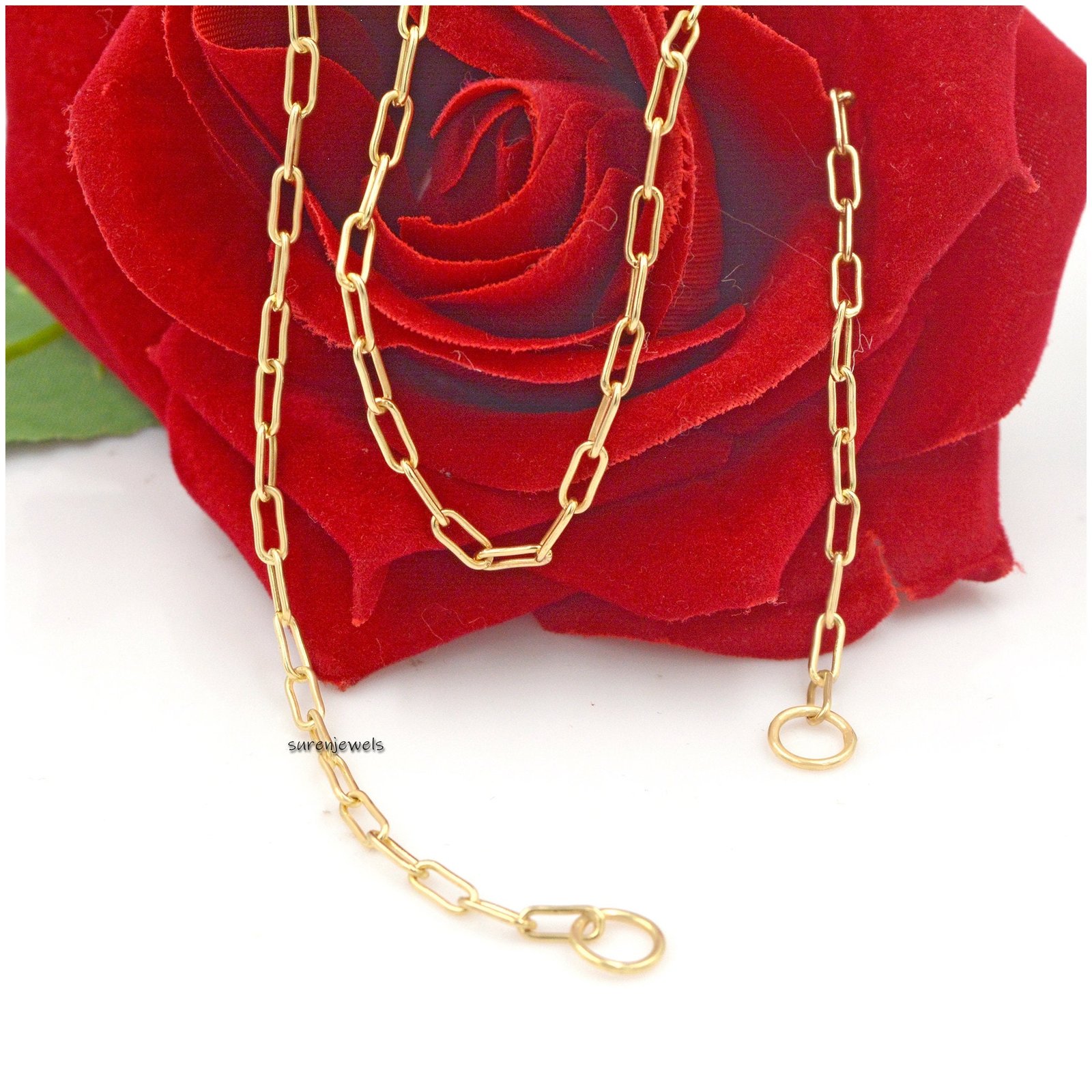 925 Silver Carabiner Cable Chain Necklace: Oval Link, Padlock Connector - Suren Jewels | SKU: SJN36/ G6A-SLYG-6.6M-18I 925 Silver Carabiner Cable Chain Necklace: Oval Link, Padlock Connector - Suren Jewels | SKU: SJN36/ G6A-SLYG-6.6M-18I