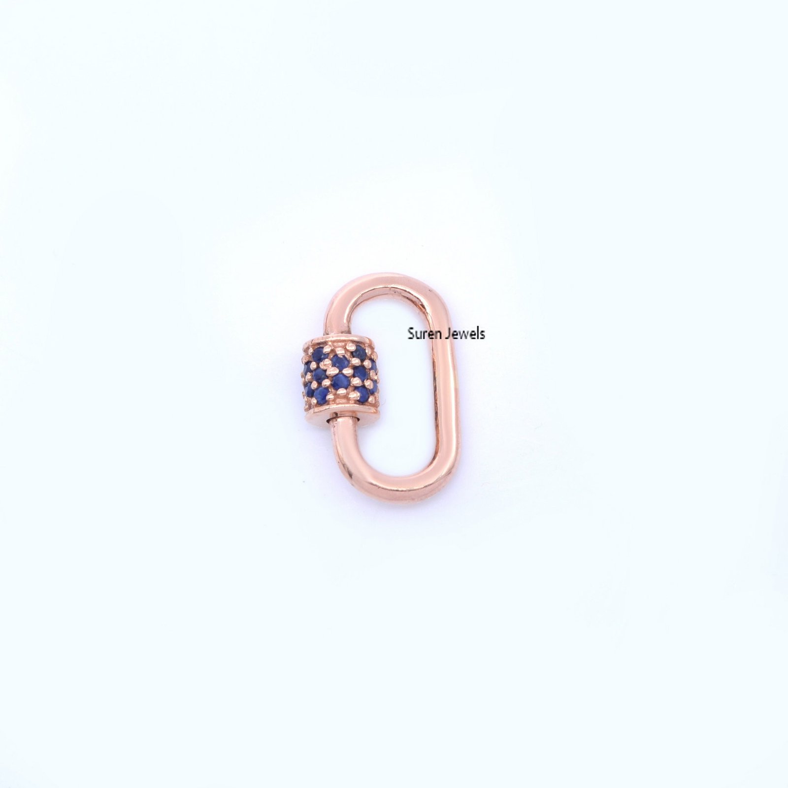 925 Silver Carabiner Lock: Blue Sapphire Accent, Handmade Jewelry (15*9 mm) - View 7 - Suren Jewels | SKU: SJC07-SLRGBSP-15M 925 Silver Carabiner Lock: Blue Sapphire Accent, Handmade Jewelry (15*9 mm) - View 7 - Suren Jewels | SKU: SJC07-SLRGBSP-15M
