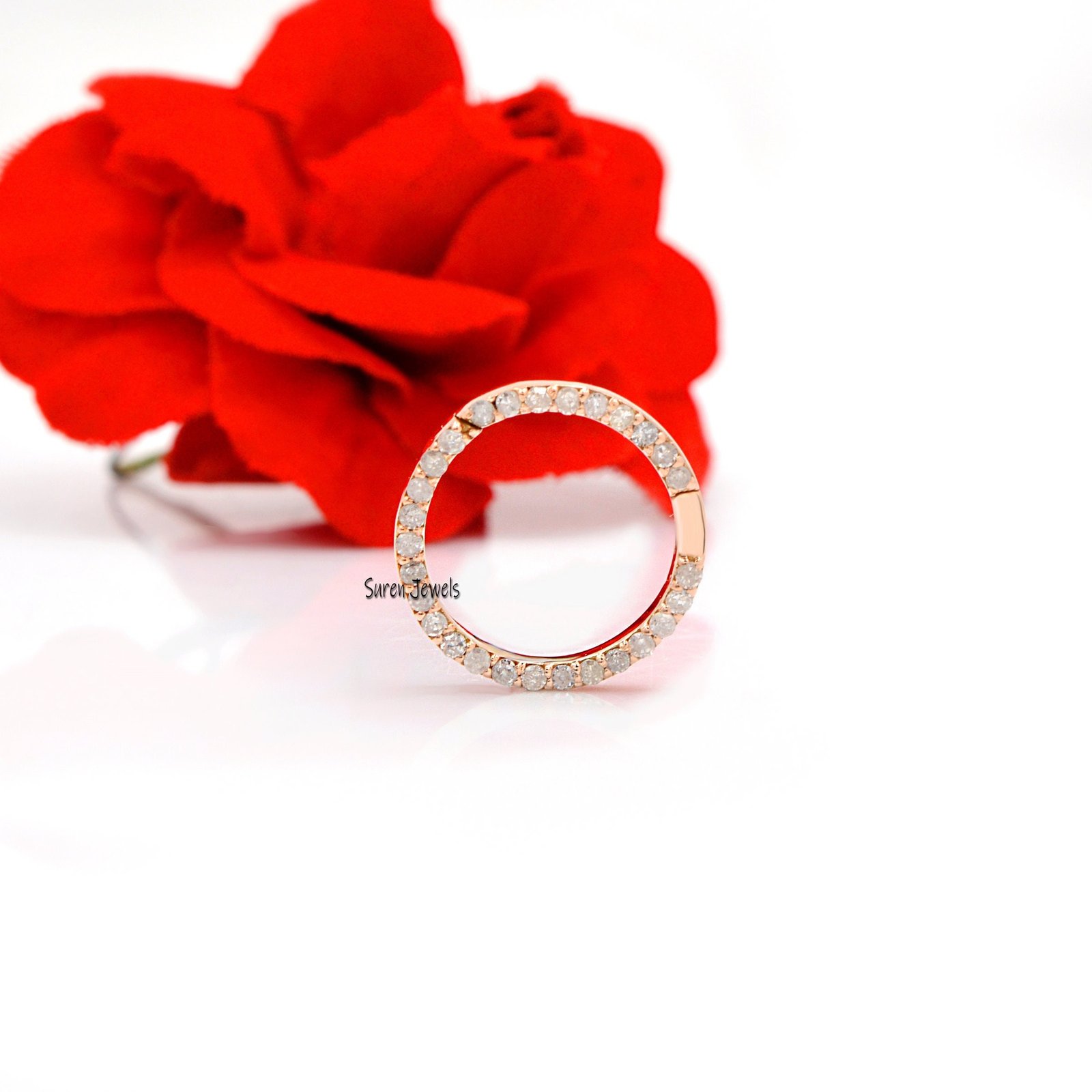925 Silver Diamond Circle Charm Holder: 15mm Enhancer Connector - Suren Jewels | SKU: SJP719-SLYGTQ-15M 925 Silver Diamond Circle Charm Holder: 15mm Enhancer Connector - Suren Jewels | SKU: SJP719-SLYGTQ-15M