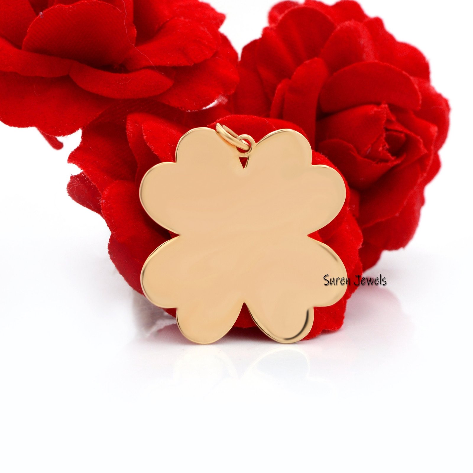 925 silver Diamond Initial Letter Clover Pendant Jewelry - View 5 - Suren Jewels | SKU: SJP11-SLWGDI-J-N47-18I-925 925 silver Diamond Initial Letter Clover Pendant Jewelry - View 5 - Suren Jewels | SKU: SJP11-SLWGDI-J-N47-18I-925