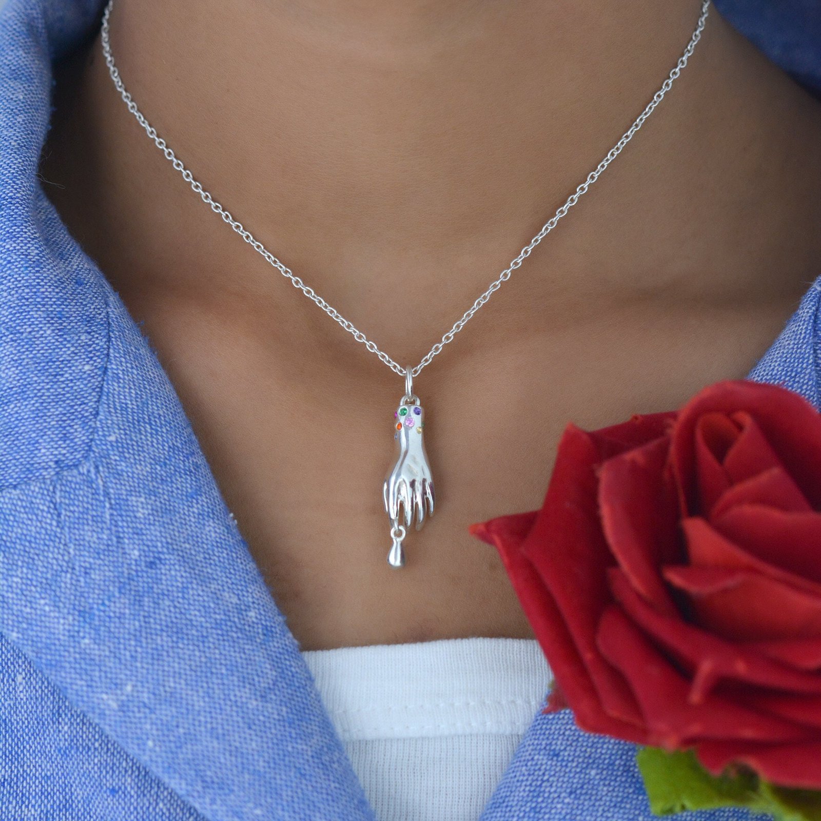 925 Silver Figa Hand Pendant: Good Luck Charm Jewelry - View 3 - Suren Jewels | SKU: SJP1527-SLNSMTCS 925 Silver Figa Hand Pendant: Good Luck Charm Jewelry - View 3 - Suren Jewels | SKU: SJP1527-SLNSMTCS