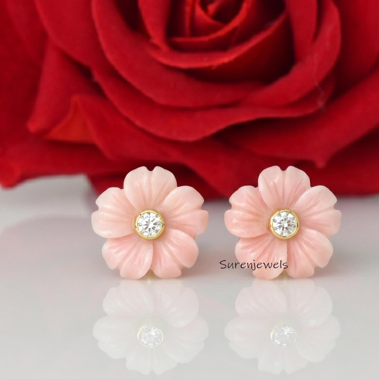 925 Silver Gemstone Flower Studs, Designer Carved Flower Studs Earrings, Turquoise Flower Studs, Handmade Flower Studs, Weddi 925 Silver Gemstone Flower Studs, Designer Carved Flower Studs Earrings, Turquoise Flower Studs, Handmade Flower Studs, Weddi