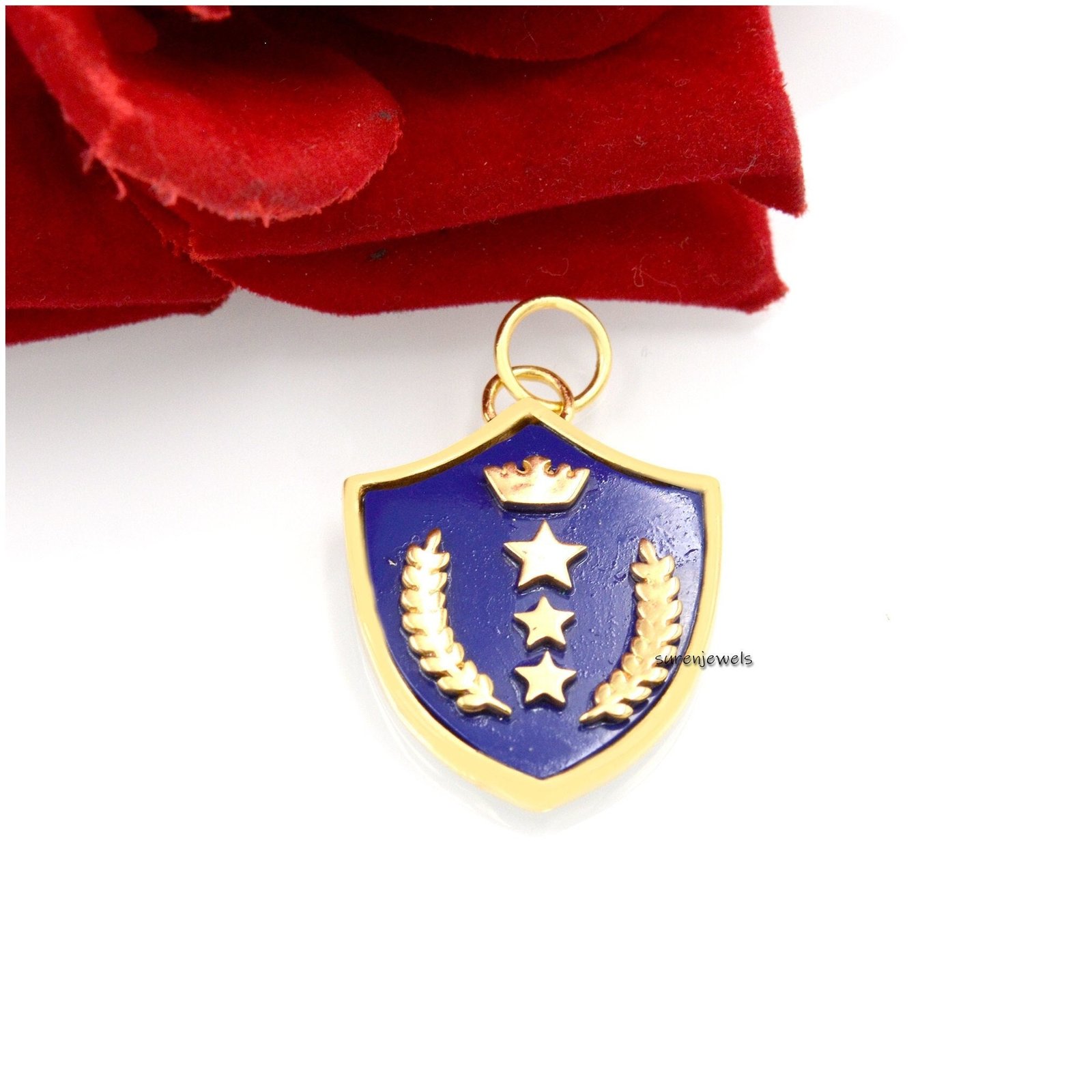 925 Silver Gemstone Shield Pendant: Lapis, Turquoise, Malachite - View 3 - Suren Jewels | SKU: SJP1451-SLYGLPZ 925 Silver Gemstone Shield Pendant: Lapis, Turquoise, Malachite - View 3 - Suren Jewels | SKU: SJP1451-SLYGLPZ