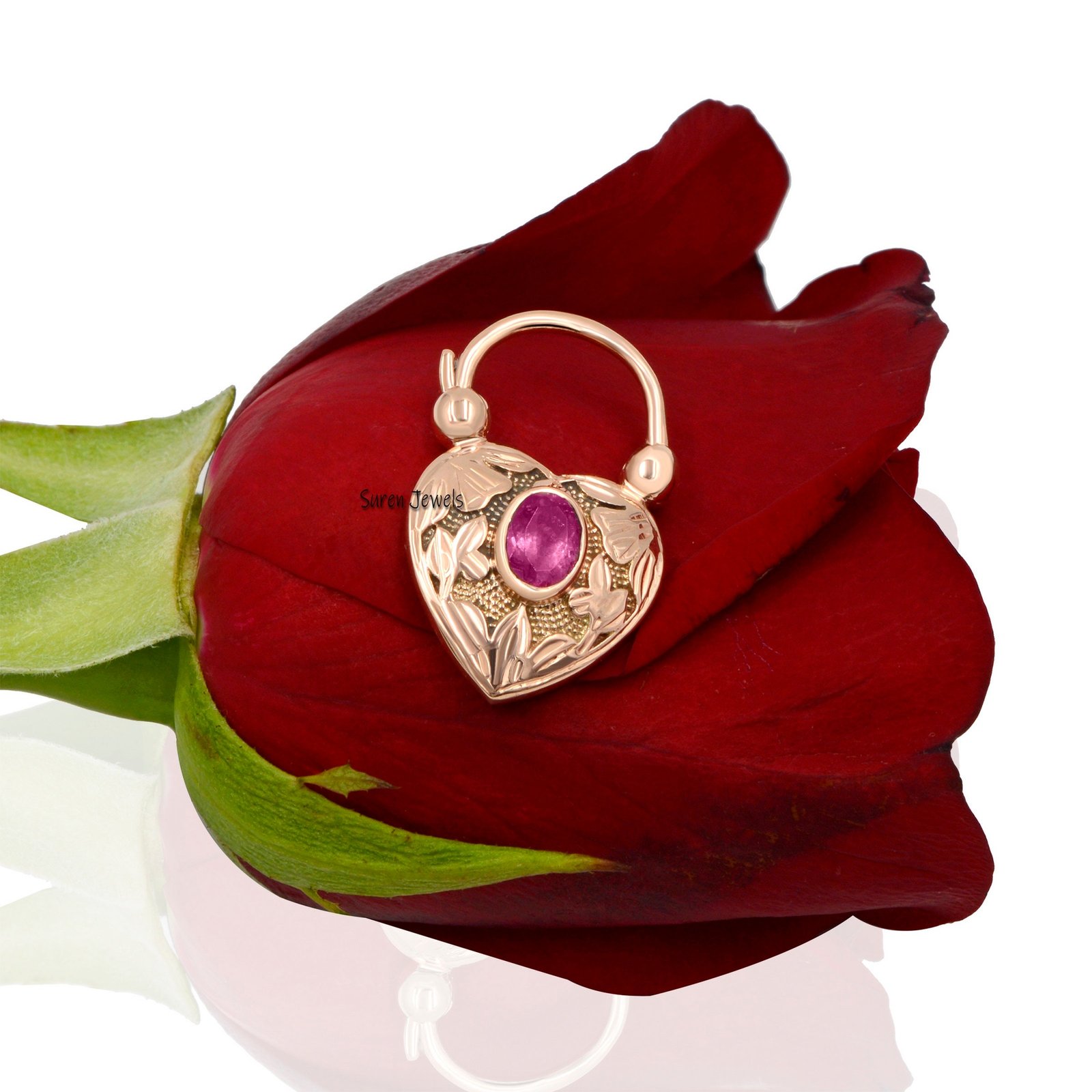 925 Silver Heart Padlock Pendant: Turquoise, Lapis & Gemstone Connector - View 2 - Suren Jewels | SKU: SJP92-SLYGTQ-N47-18I 925 Silver Heart Padlock Pendant: Turquoise, Lapis & Gemstone Connector - View 2 - Suren Jewels | SKU: SJP92-SLYGTQ-N47-18I
