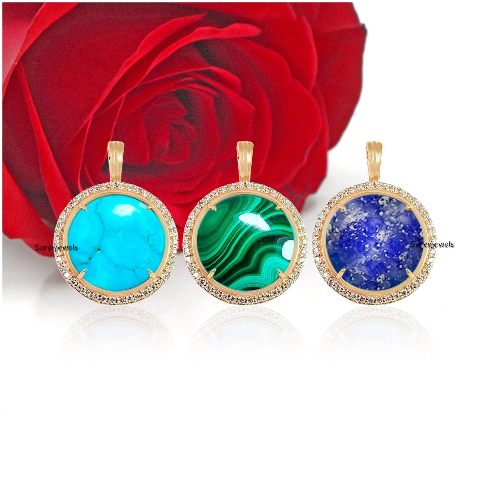 925 Silver Lapis Lazuli Disc Pendant with Moissanite - View 2 - Suren Jewels | SKU: SJP1313-SLYGLPZMN 925 Silver Lapis Lazuli Disc Pendant with Moissanite - View 2 - Suren Jewels | SKU: SJP1313-SLYGLPZMN