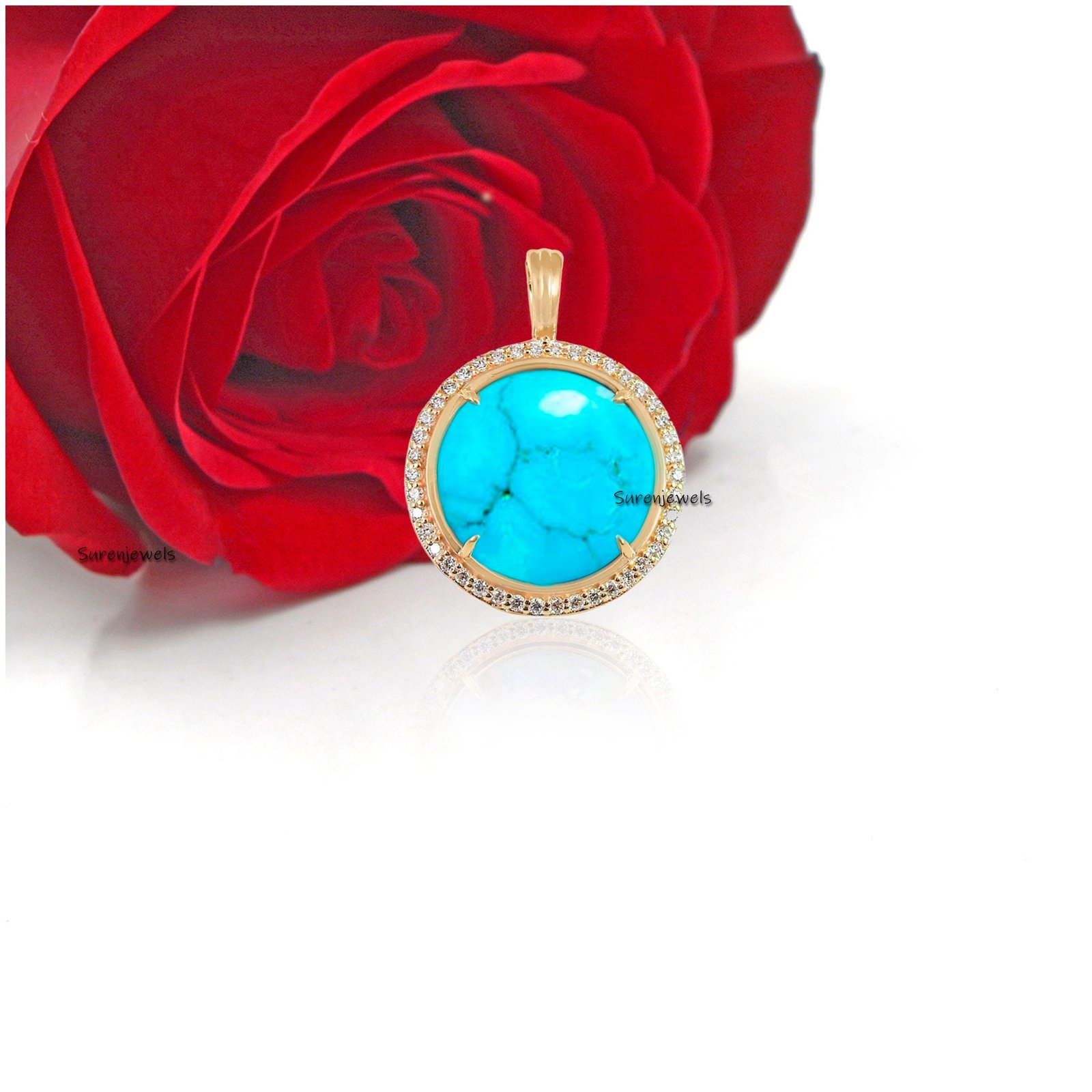 925 Silver Lapis Lazuli Disc Pendant with Moissanite - View 6 - Suren Jewels | SKU: SJP1313-SLYGLPZMN 925 Silver Lapis Lazuli Disc Pendant with Moissanite - View 6 - Suren Jewels | SKU: SJP1313-SLYGLPZMN