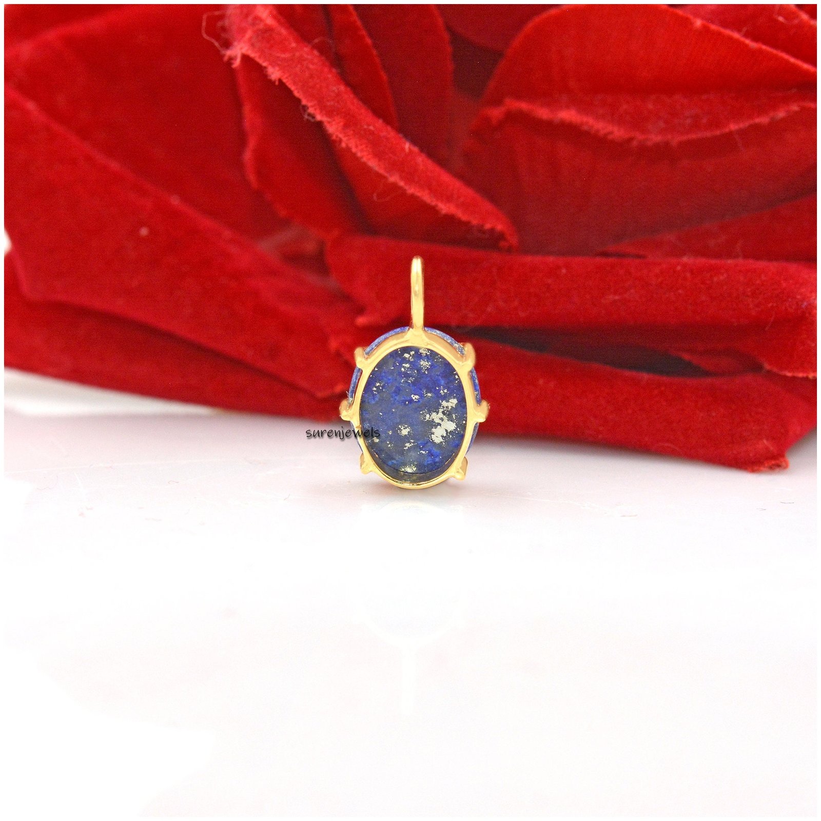 925 Silver Lapis North Star Pendant: Moissanite Starburst - View 5 - Suren Jewels | SKU: SJP1393-SLYGLPZMN 925 Silver Lapis North Star Pendant: Moissanite Starburst - View 5 - Suren Jewels | SKU: SJP1393-SLYGLPZMN