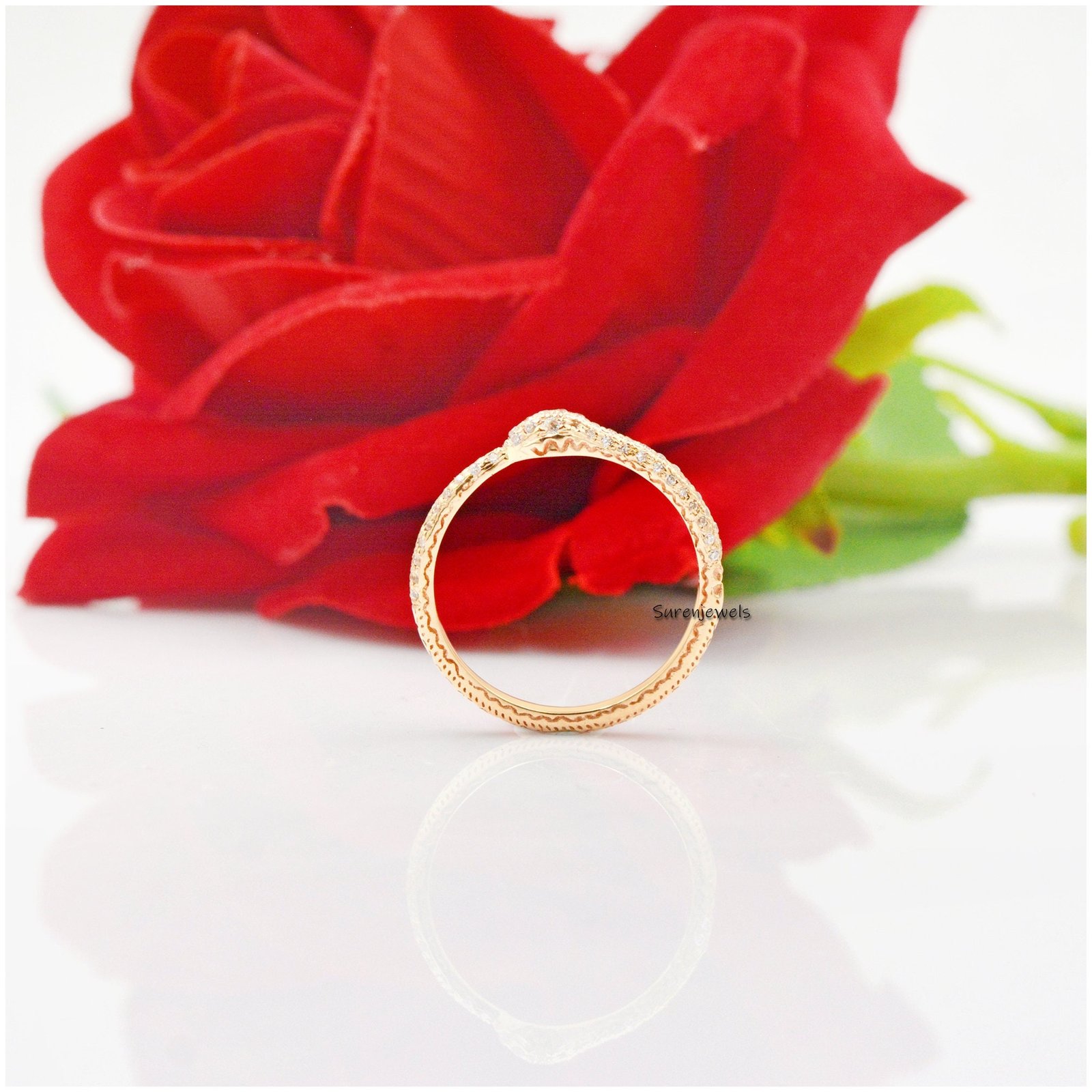 925 Silver Ouroboros Snake Ring: Dainty Serpent Jewelry - View 4 - Suren Jewels | SKU: SJR991-14KYGCZ-US-7 925 Silver Ouroboros Snake Ring: Dainty Serpent Jewelry - View 4 - Suren Jewels | SKU: SJR991-14KYGCZ-US-7