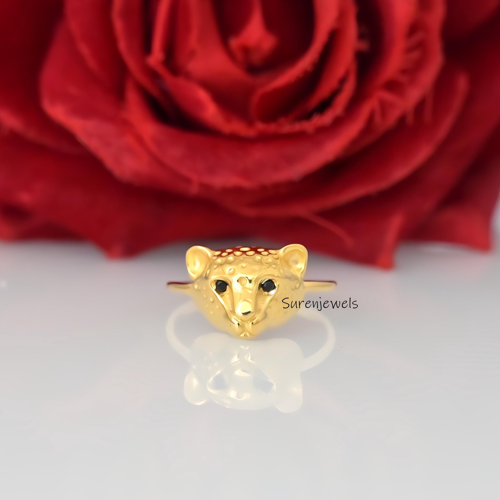 925 Silver Panther Head Ring Jewelry - View 2 - Suren Jewels | SKU: SJR2962-SLYGBKCZ-US-7 925 Silver Panther Head Ring Jewelry - View 2 - Suren Jewels | SKU: SJR2962-SLYGBKCZ-US-7