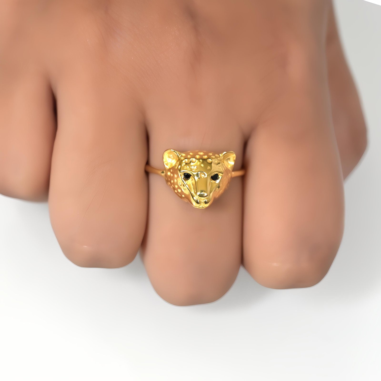 925 Silver Panther Head Ring Jewelry - View 3 - Suren Jewels | SKU: SJR2962-SLYGBKCZ-US-7 925 Silver Panther Head Ring Jewelry - View 3 - Suren Jewels | SKU: SJR2962-SLYGBKCZ-US-7