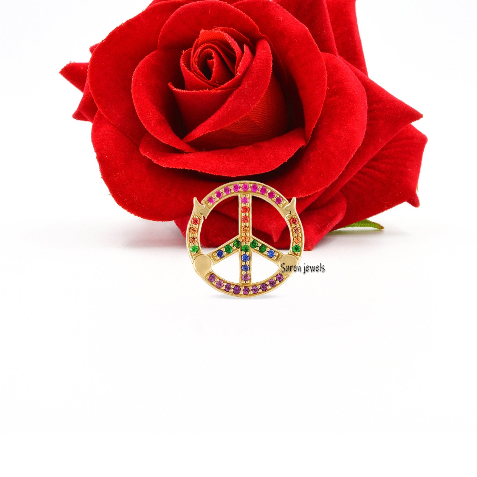 925 Silver Pave Diamond Charm Holder: Double Side Round Connector - View 7 - Suren Jewels | SKU: SJF225-SLYGDI 925 Silver Pave Diamond Charm Holder: Double Side Round Connector - View 7 - Suren Jewels | SKU: SJF225-SLYGDI