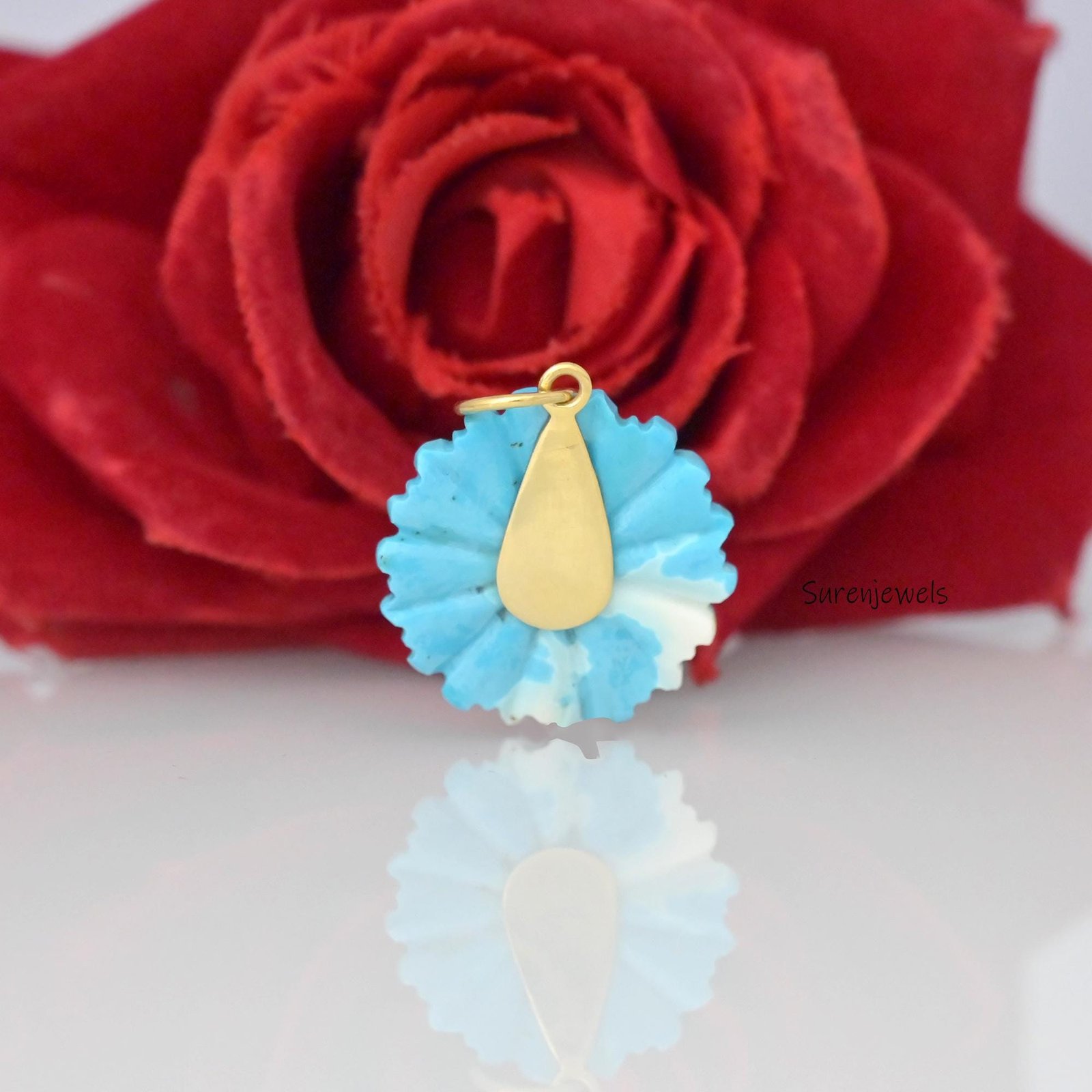 925 Silver Pink Opal Flower Pendant: Carved Floral Charm - View 3 - Suren Jewels | SKU: SJP4383-SLYGMSCZRUCZ-25M 925 Silver Pink Opal Flower Pendant: Carved Floral Charm - View 3 - Suren Jewels | SKU: SJP4383-SLYGMSCZRUCZ-25M