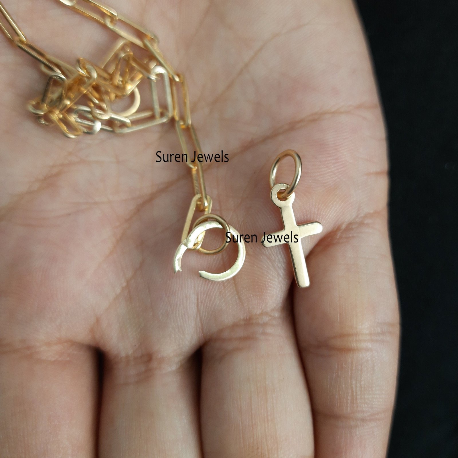 925 Silver Round Charm Enhancer: Multi Charm Holder - View 4 - Suren Jewels | SKU: SJP568-SLYG-MJF119-SLYG-N47-18I 925 Silver Round Charm Enhancer: Multi Charm Holder - View 4 - Suren Jewels | SKU: SJP568-SLYG-MJF119-SLYG-N47-18I