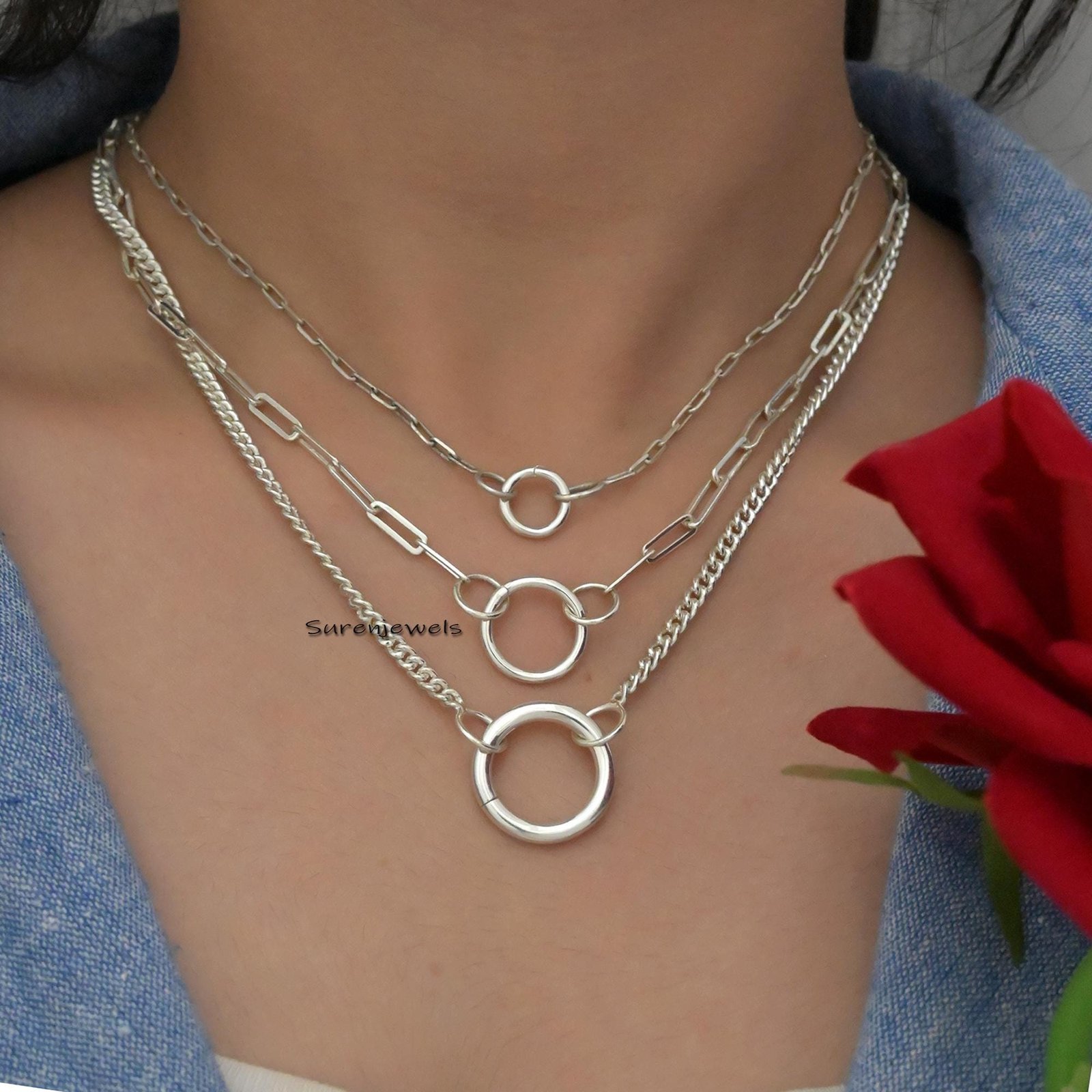 925 Silver Round Charms Holder: Enhancer Clasp Pendant - View 2 - Suren Jewels | SKU: SJP482-SLWG-10M 925 Silver Round Charms Holder: Enhancer Clasp Pendant - View 2 - Suren Jewels | SKU: SJP482-SLWG-10M