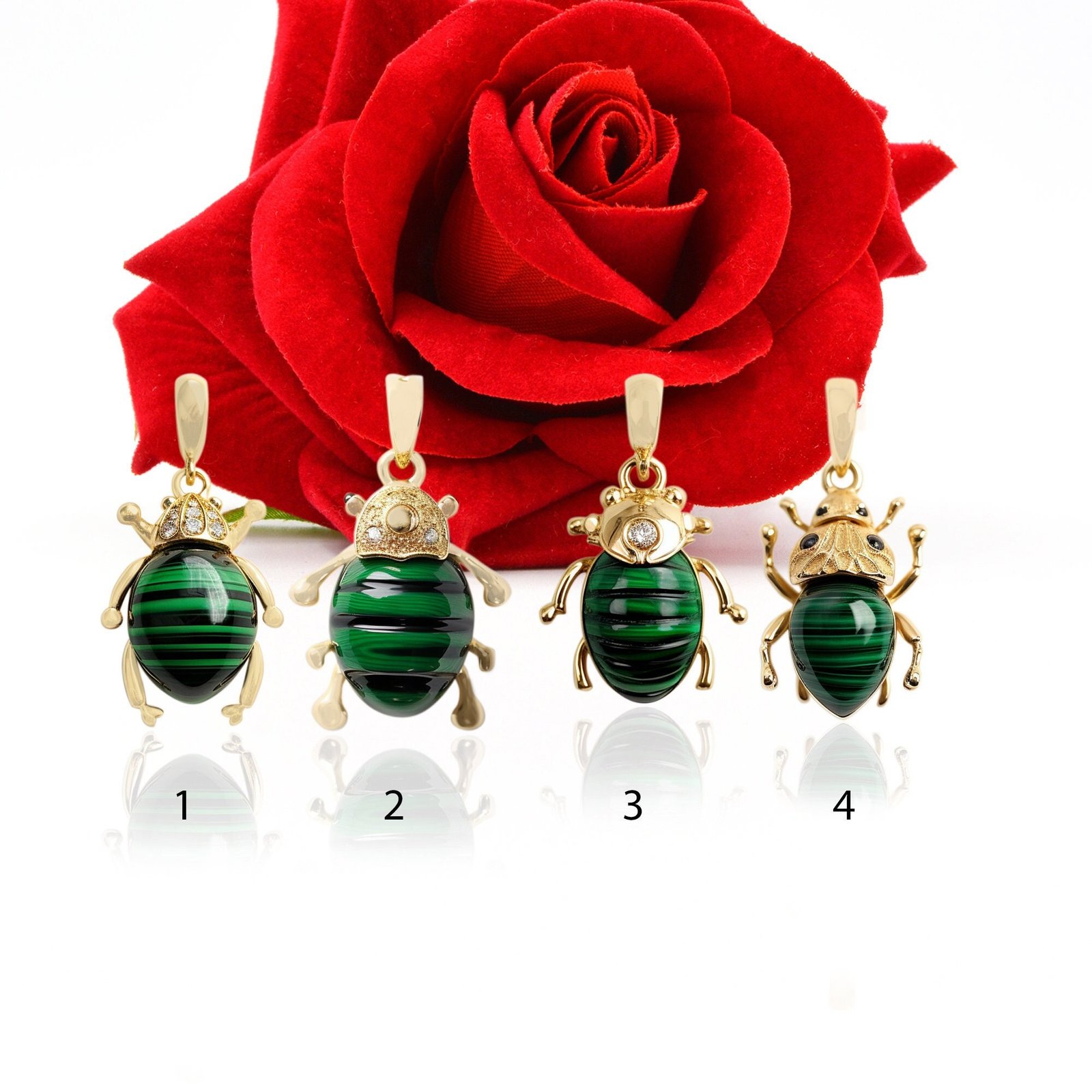 925 Silver Scarab Pendant: Hand Carved Gemstone Amulet - View 2 - Suren Jewels | SKU: SJP2878-SLNSMKCZ 925 Silver Scarab Pendant: Hand Carved Gemstone Amulet - View 2 - Suren Jewels | SKU: SJP2878-SLNSMKCZ