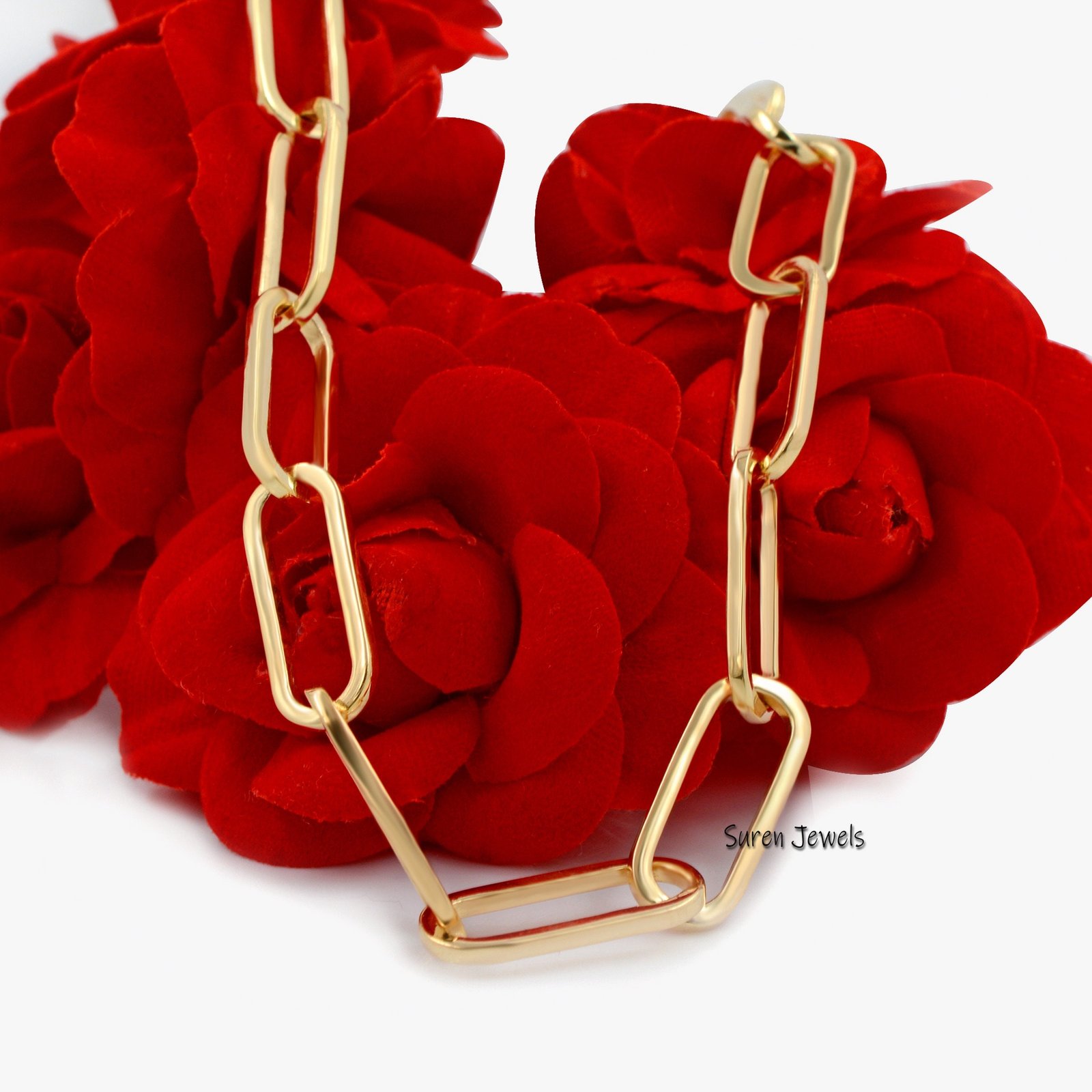 925 Sterling Silver Paperclip Chain: Oval Link Carabiner Necklace - View 2 - Suren Jewels | SKU: SJN261/G1-SLNS-19.7M-18I 925 Sterling Silver Paperclip Chain: Oval Link Carabiner Necklace - View 2 - Suren Jewels | SKU: SJN261/G1-SLNS-19.7M-18I