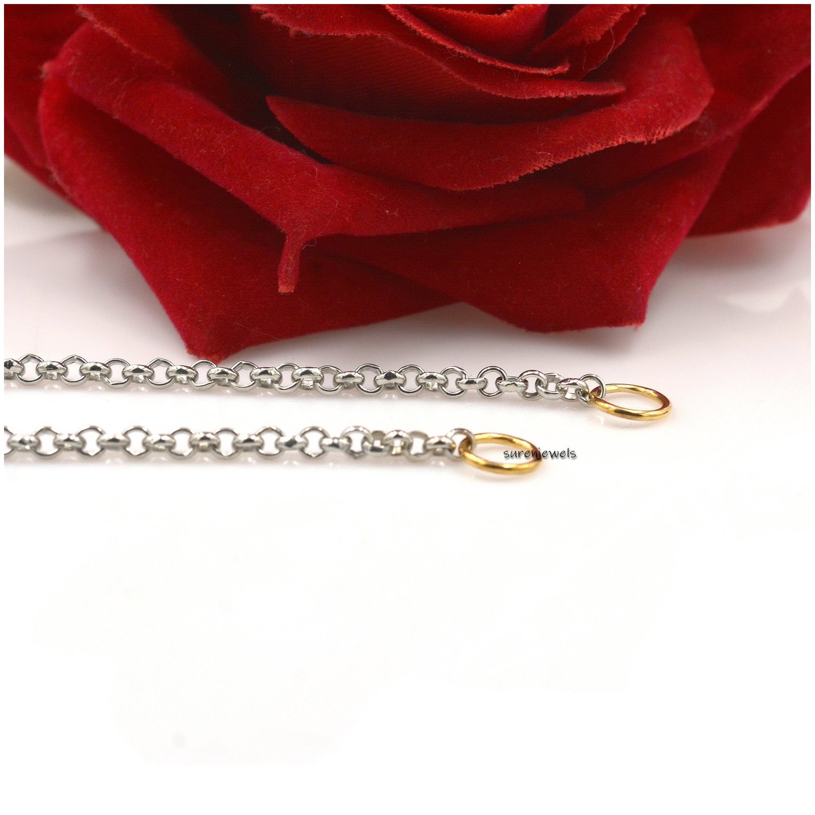 925 Sterling Silver Rolo Chain: Carabiner Shackle Lock Necklace - Suren Jewels | SKU: G15-SLNSYG-2.80M-18I 925 Sterling Silver Rolo Chain: Carabiner Shackle Lock Necklace - Suren Jewels | SKU: G15-SLNSYG-2.80M-18I