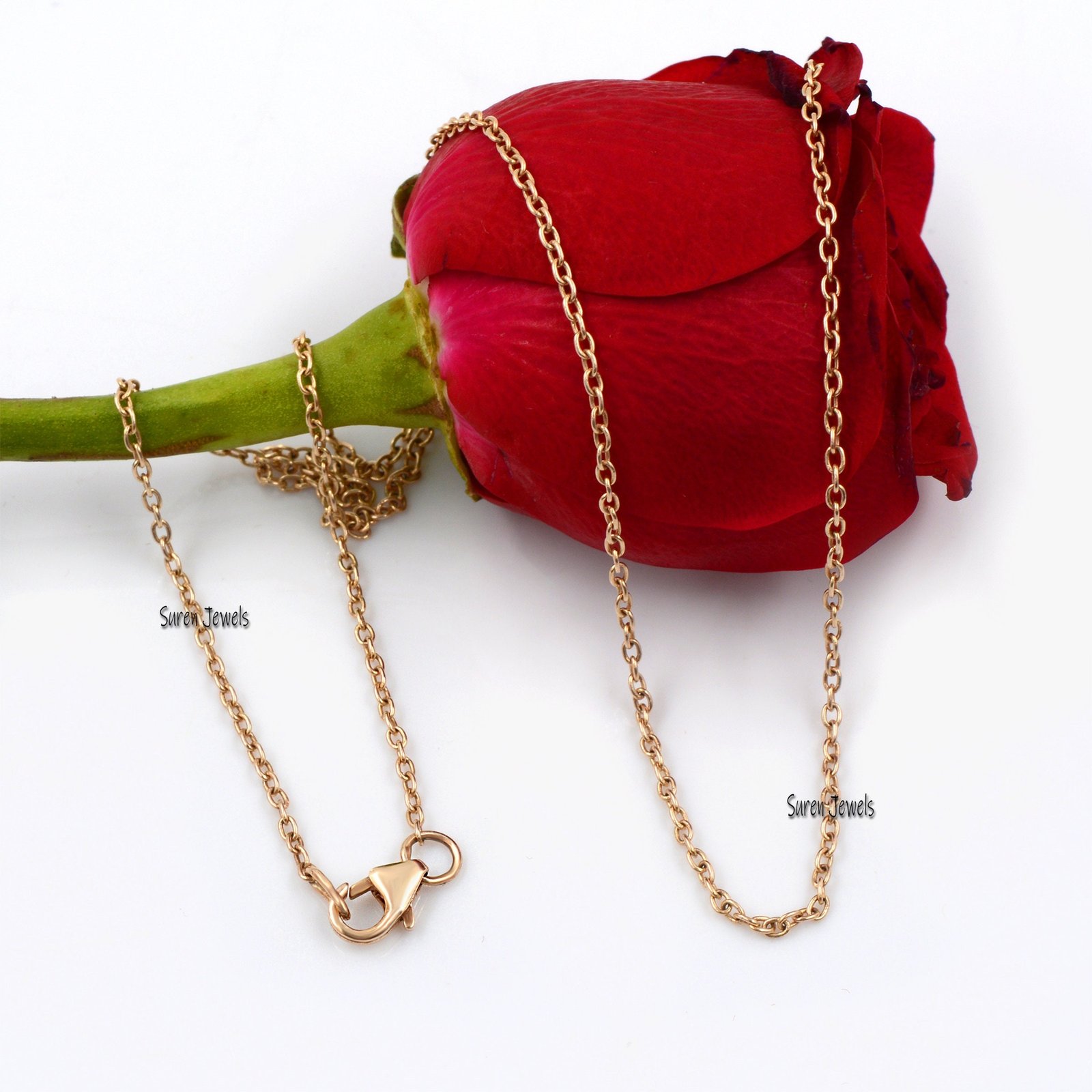 925 Sterling Silver Rolo Link Chain Necklace with Lobster Clasp - Suren Jewels | SKU: SJN41/ G19-SLYG 925 Sterling Silver Rolo Link Chain Necklace with Lobster Clasp - Suren Jewels | SKU: SJN41/ G19-SLYG