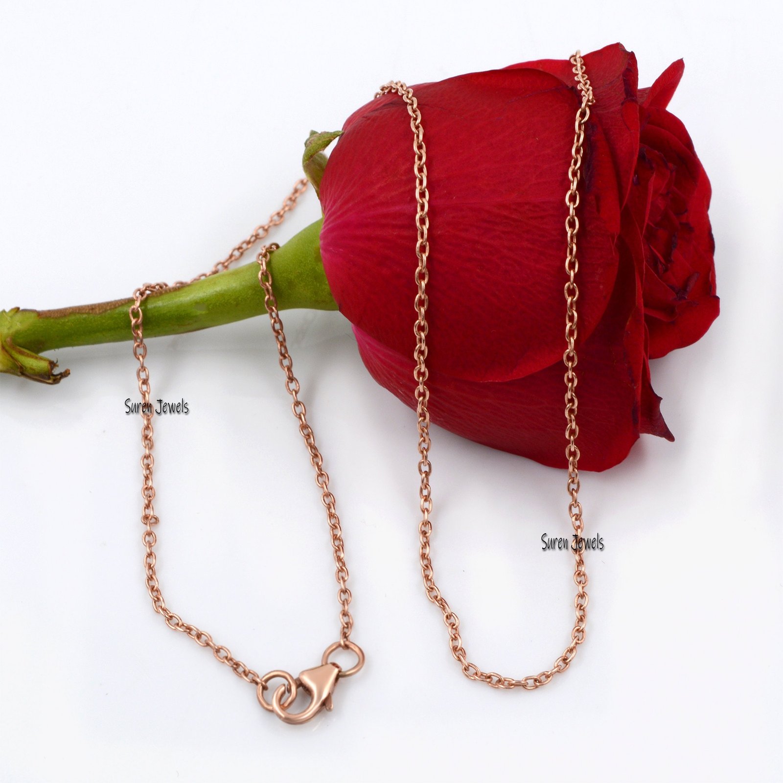 925 Sterling Silver Rolo Link Chain Necklace with Lobster Clasp - View 2 - Suren Jewels | SKU: SJN41/ G19-SLYG 925 Sterling Silver Rolo Link Chain Necklace with Lobster Clasp - View 2 - Suren Jewels | SKU: SJN41/ G19-SLYG