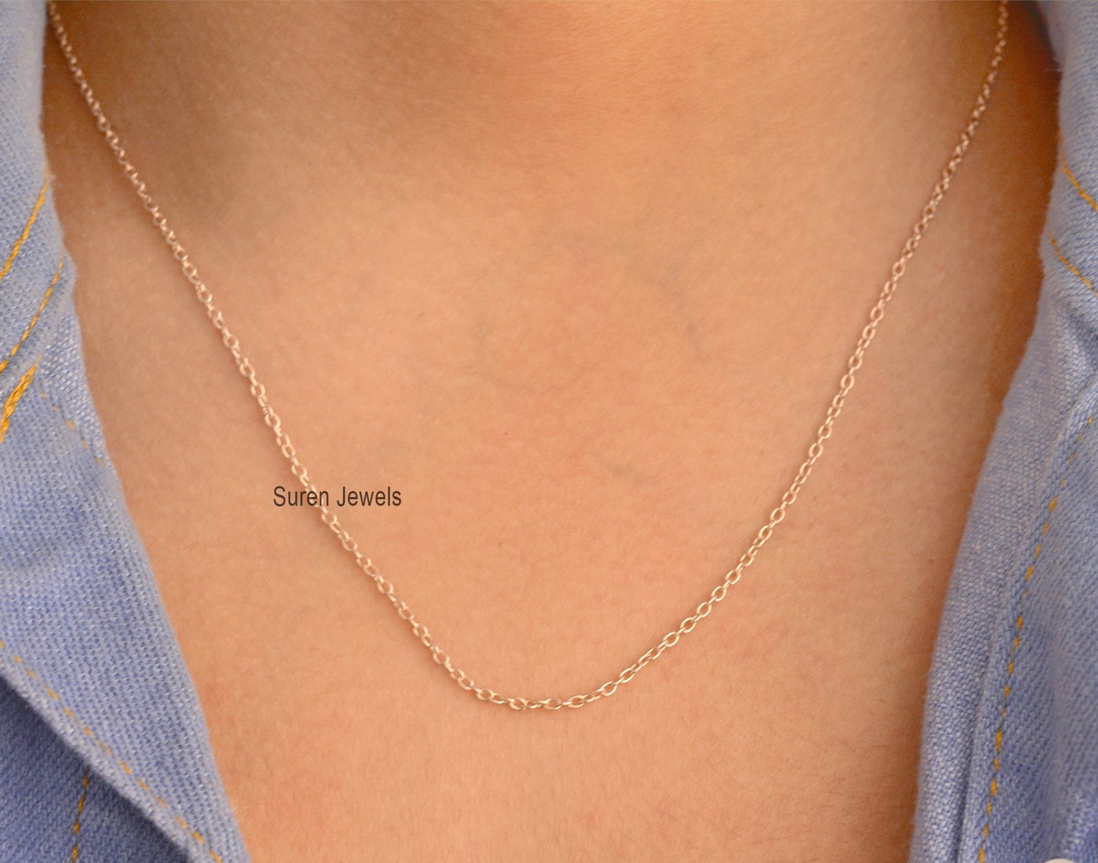 925 Sterling Silver Rolo Link Chain Necklace with Lobster Clasp - View 7 - Suren Jewels | SKU: SJN41/ G19-SLYG 925 Sterling Silver Rolo Link Chain Necklace with Lobster Clasp - View 7 - Suren Jewels | SKU: SJN41/ G19-SLYG