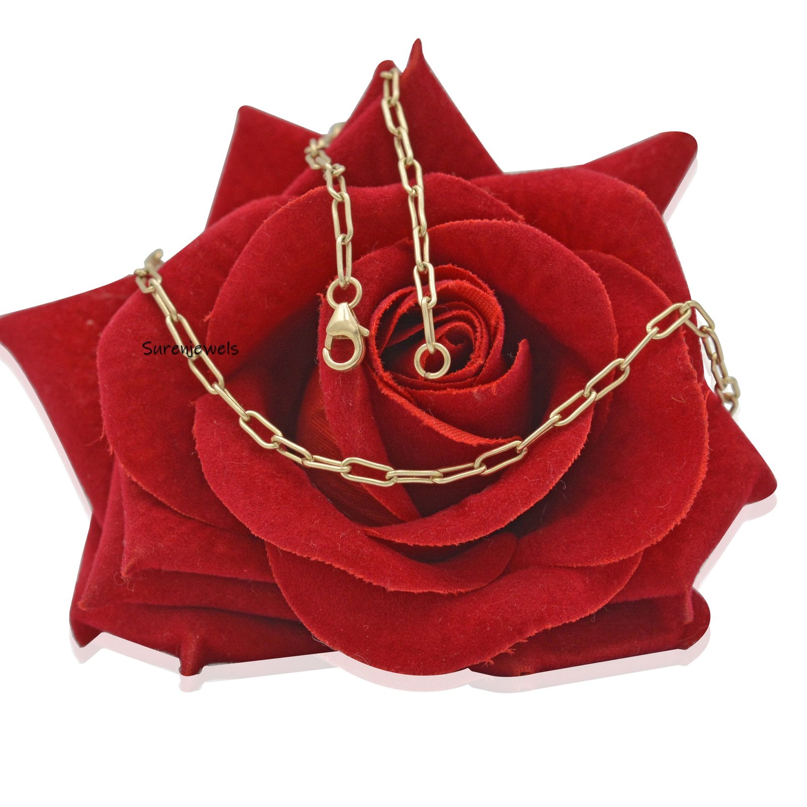 9K Gold Carabiner Cable Chain Necklace: Oval Link - View 2 - Suren Jewels | SKU: SJN279-9KYG-18I 9K Gold Carabiner Cable Chain Necklace: Oval Link - View 2 - Suren Jewels | SKU: SJN279-9KYG-18I