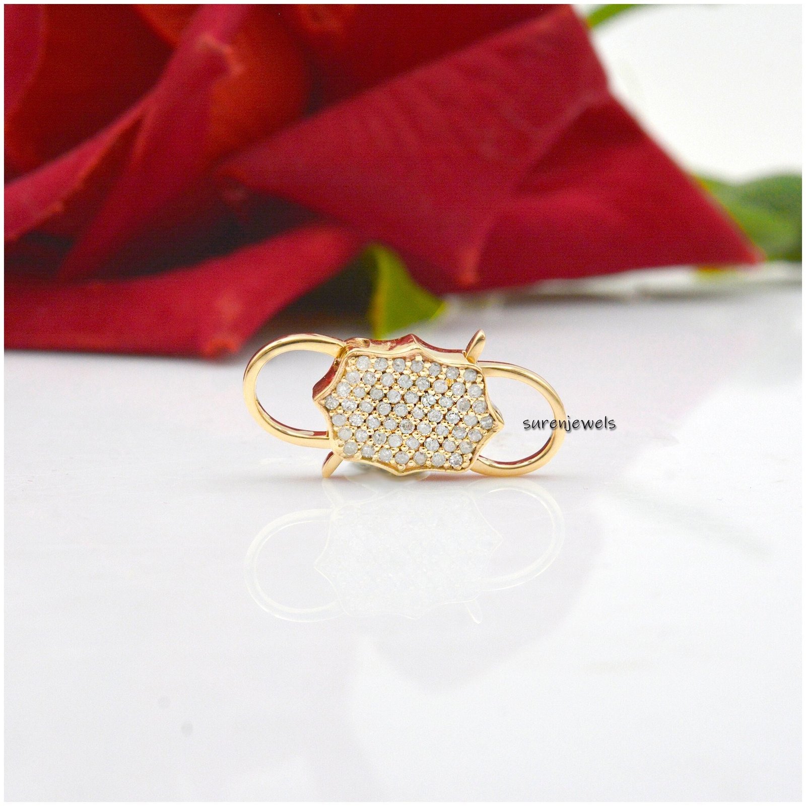 9K Gold Diamond Padlock Pendant: Pave Jewelry, 18 inch Chain - Suren Jewels | SKU: SJP33-9KYGCZ-N47-18I 9K Gold Diamond Padlock Pendant: Pave Jewelry, 18 inch Chain - Suren Jewels | SKU: SJP33-9KYGCZ-N47-18I
