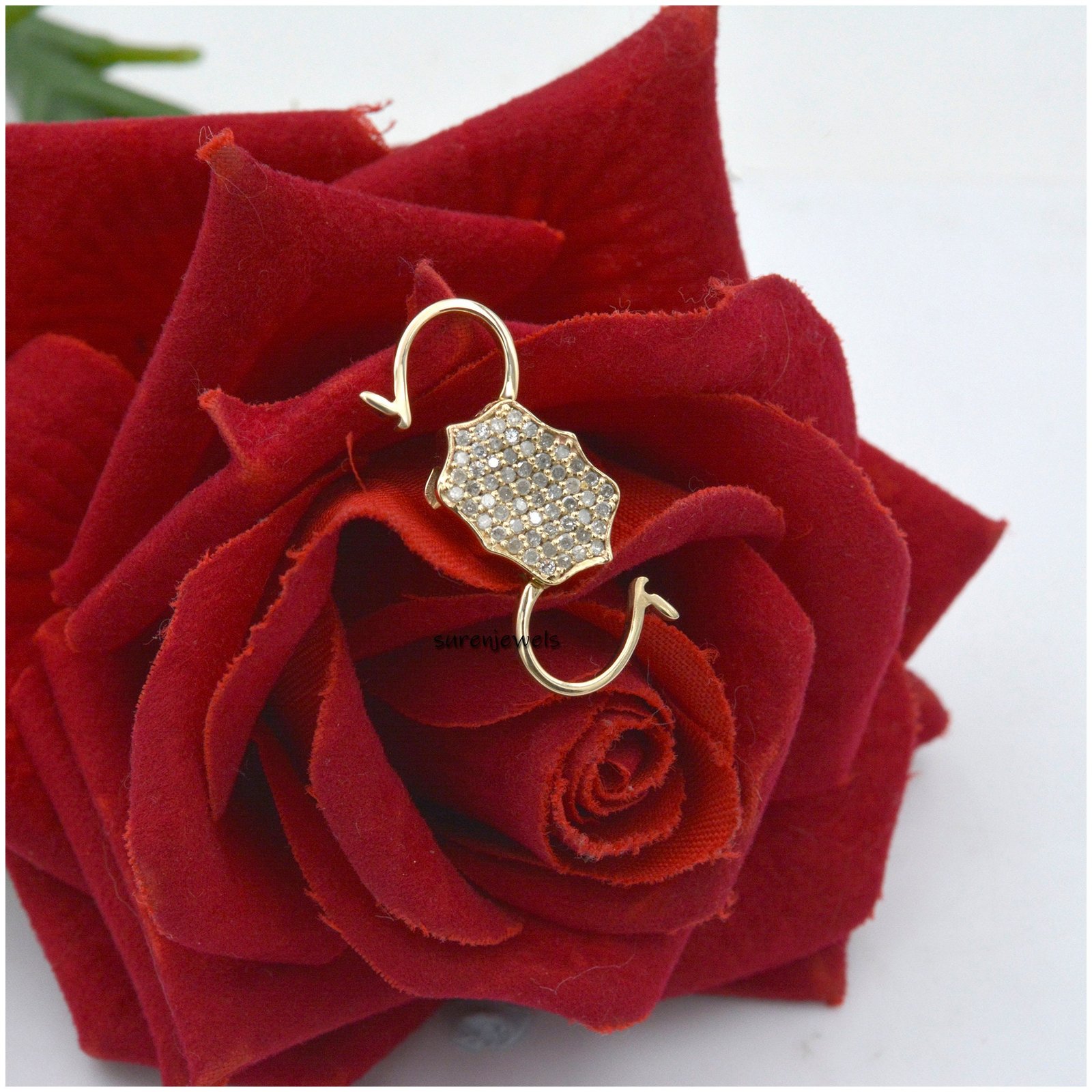 9K Gold Diamond Padlock Pendant: Pave Jewelry, 18 inch Chain - View 2 - Suren Jewels | SKU: SJP33-9KYGCZ-N47-18I 9K Gold Diamond Padlock Pendant: Pave Jewelry, 18 inch Chain - View 2 - Suren Jewels | SKU: SJP33-9KYGCZ-N47-18I