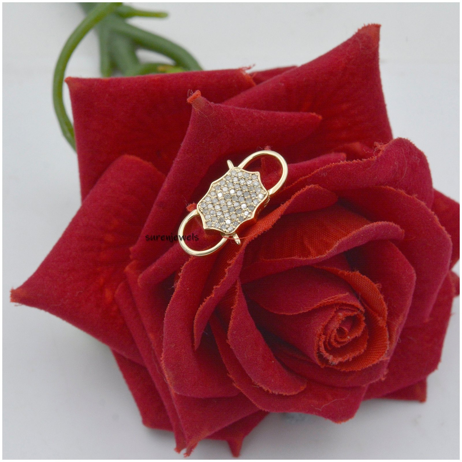 9K Gold Diamond Padlock Pendant: Pave Jewelry, 18 inch Chain - View 3 - Suren Jewels | SKU: SJP33-9KYGCZ-N47-18I 9K Gold Diamond Padlock Pendant: Pave Jewelry, 18 inch Chain - View 3 - Suren Jewels | SKU: SJP33-9KYGCZ-N47-18I