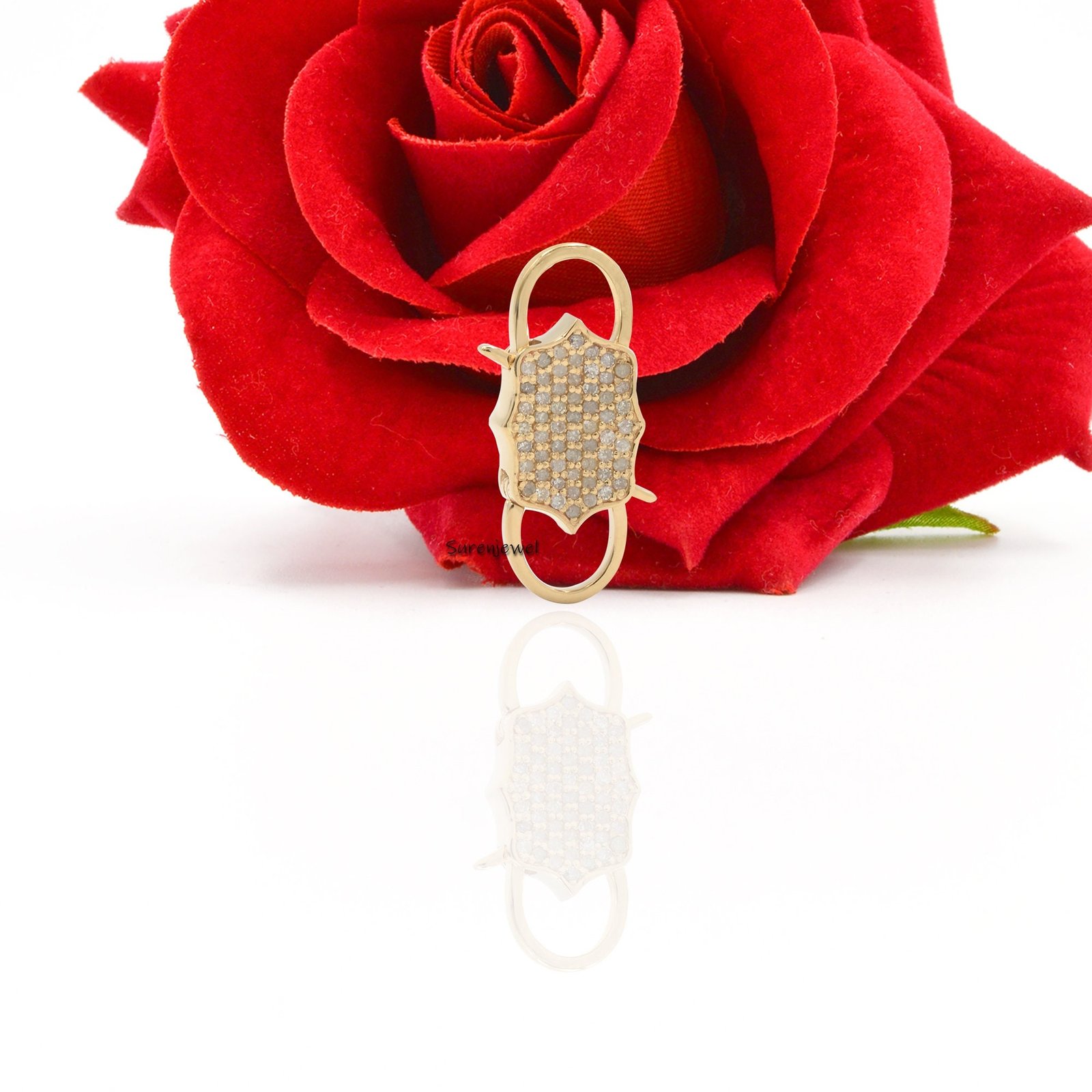 9K Gold Diamond Padlock Pendant: Pave Jewelry, 18 inch Chain - View 5 - Suren Jewels | SKU: SJP33-9KYGCZ-N47-18I 9K Gold Diamond Padlock Pendant: Pave Jewelry, 18 inch Chain - View 5 - Suren Jewels | SKU: SJP33-9KYGCZ-N47-18I