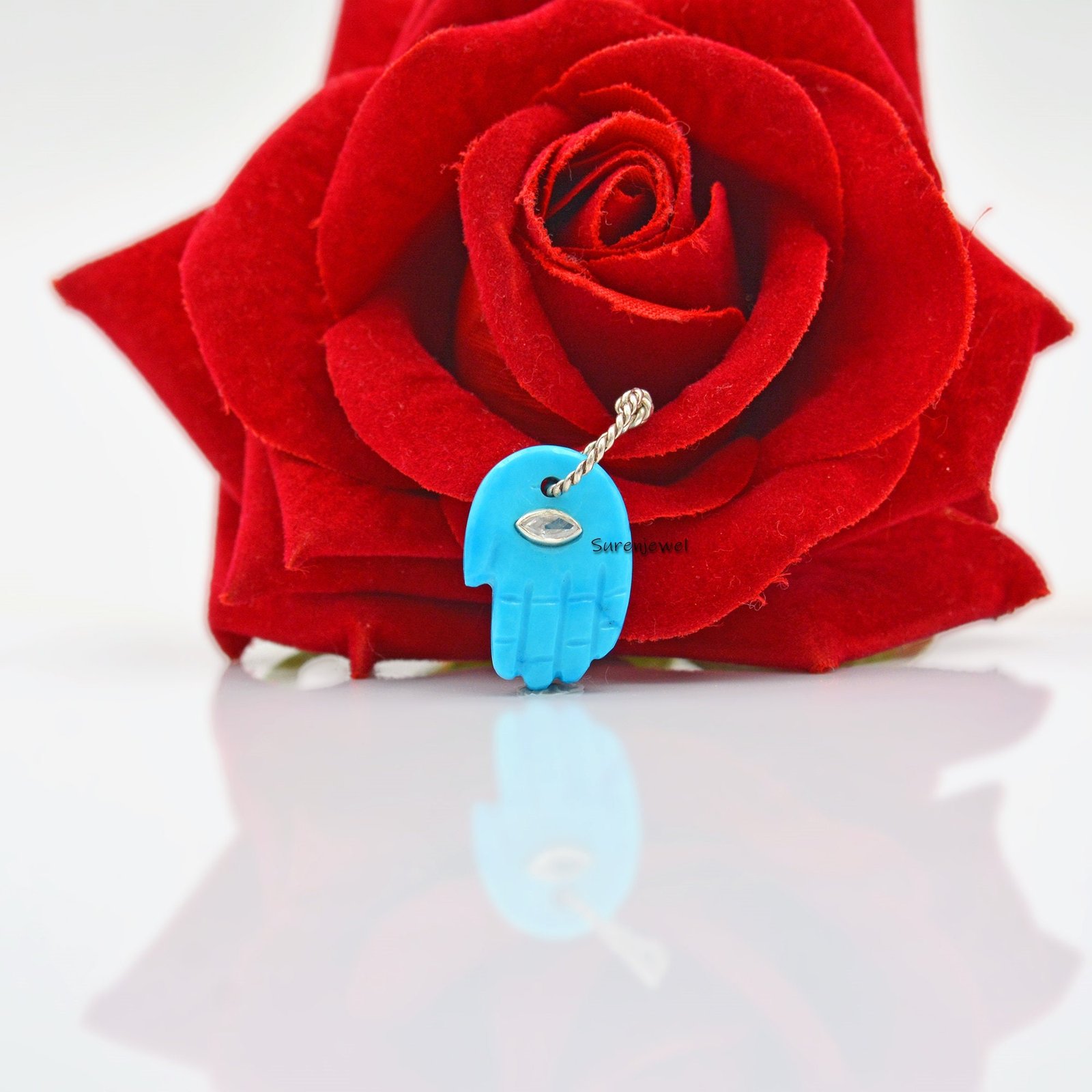 9K Gold Gemstone Figa Hand Pendant: Malachite, Turquoise, Lapis, Coral - View 5 - Suren Jewels | SKU: SJP1023- 9K Gold Gemstone Figa Hand Pendant: Malachite, Turquoise, Lapis, Coral - View 5 - Suren Jewels | SKU: SJP1023-
