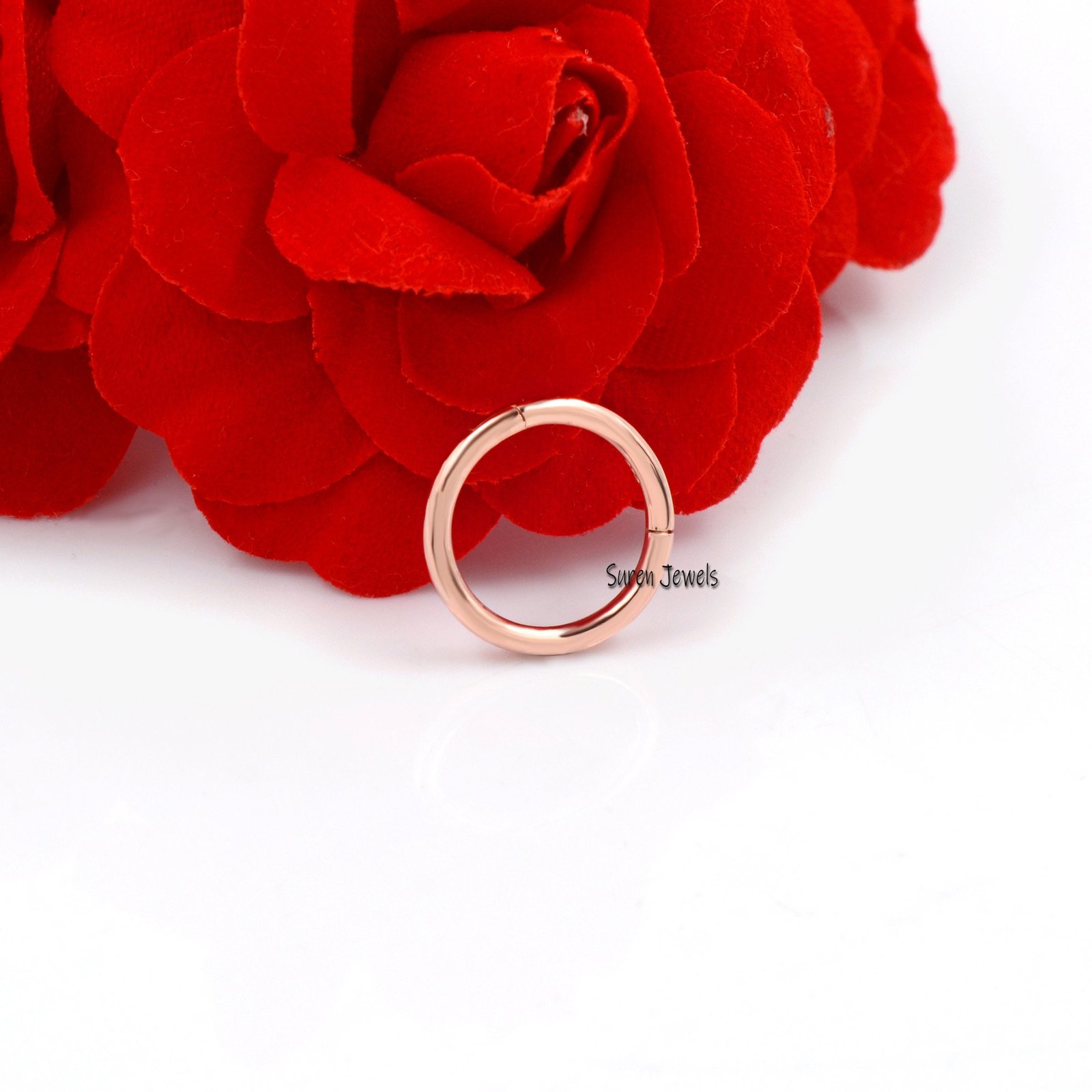9k Gold Hinged Clicker Ring: Thin Charm Enhancer (15MM) - View 2 - Suren Jewels | SKU: SJP681-9KYG-15M 9k Gold Hinged Clicker Ring: Thin Charm Enhancer (15MM) - View 2 - Suren Jewels | SKU: SJP681-9KYG-15M