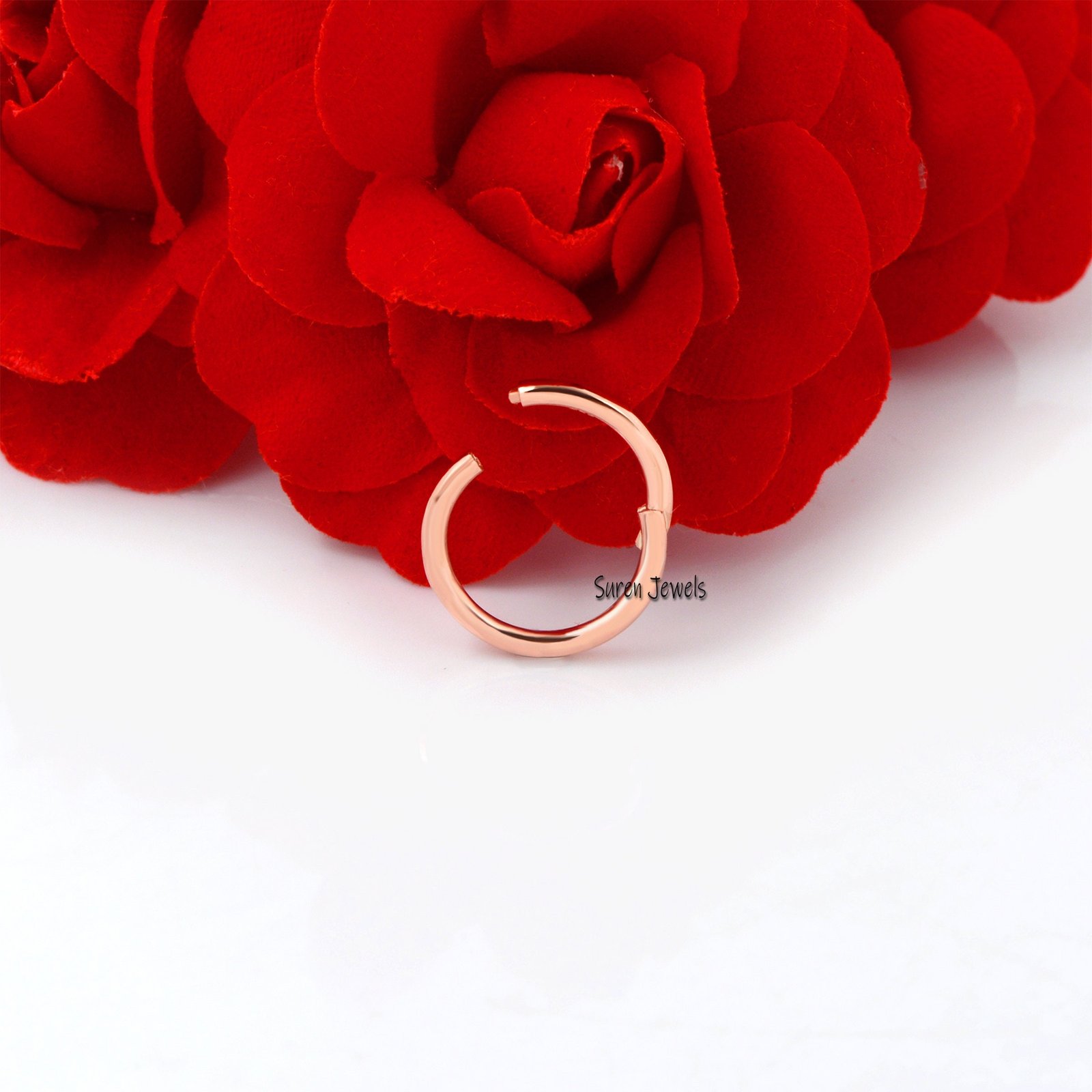 9k Gold Hinged Clicker Ring: Thin Charm Enhancer (15MM) - View 3 - Suren Jewels | SKU: SJP681-9KYG-15M 9k Gold Hinged Clicker Ring: Thin Charm Enhancer (15MM) - View 3 - Suren Jewels | SKU: SJP681-9KYG-15M