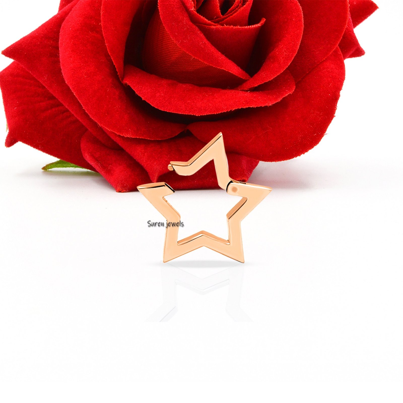 9K Gold Star Charm Holder: Snap Link Enhancer, Necklace - Suren Jewels | SKU: SJP451-9KYG-N47-18I 9K Gold Star Charm Holder: Snap Link Enhancer, Necklace - Suren Jewels | SKU: SJP451-9KYG-N47-18I